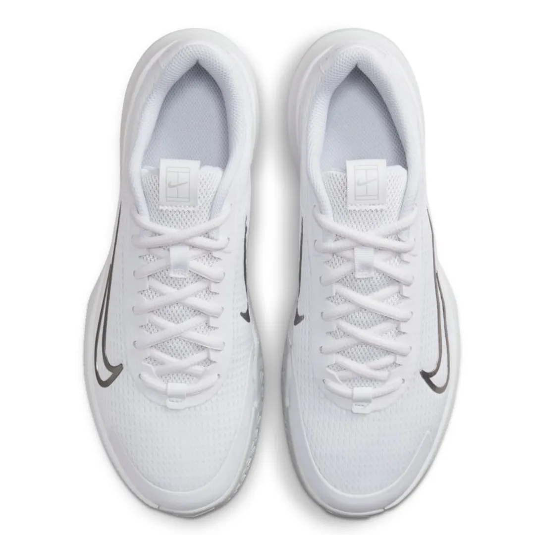 Flat Grip Nike Vapor Lite 2 HC Women Hard-Court Tennis Shoes - White/Metallic Silver-Pure Plantinum