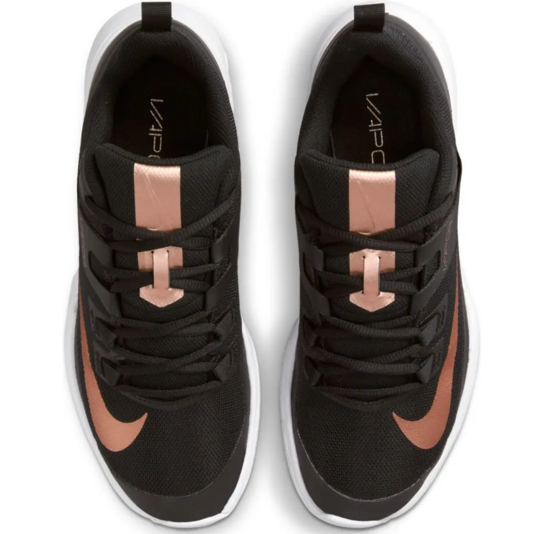 Nike Womens Court Vapor Lite Tennis Shoes - Black/Metallic Red Bronze-White Multi Purpose