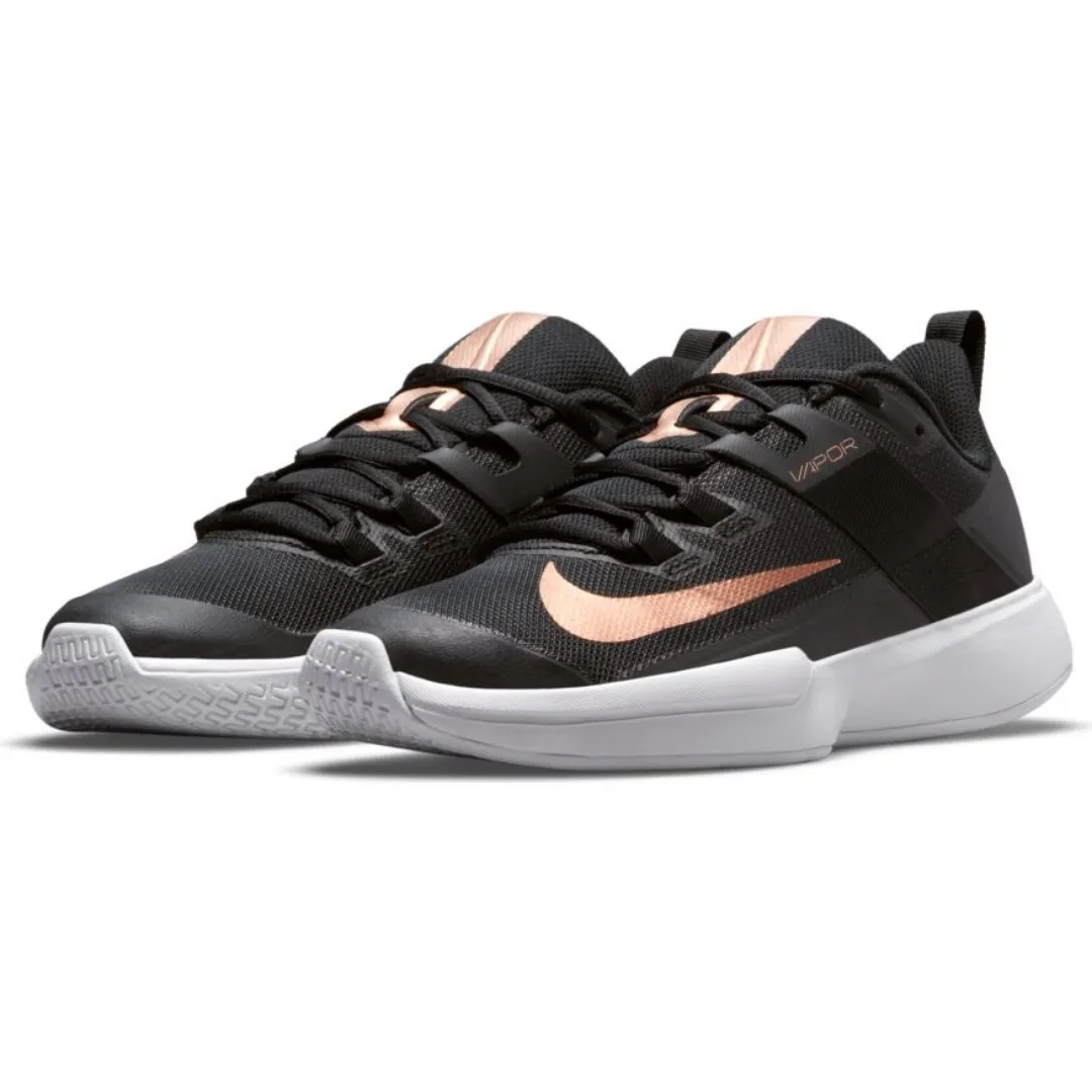 Light Motion Nike Womens Court Vapor Lite Tennis Shoes - Black/Metallic Red Bronze-White