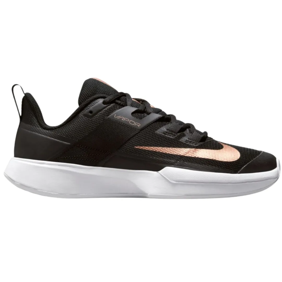 Neutral Tone Nike Womens Court Vapor Lite Tennis Shoes - Black/Metallic Red Bronze-White