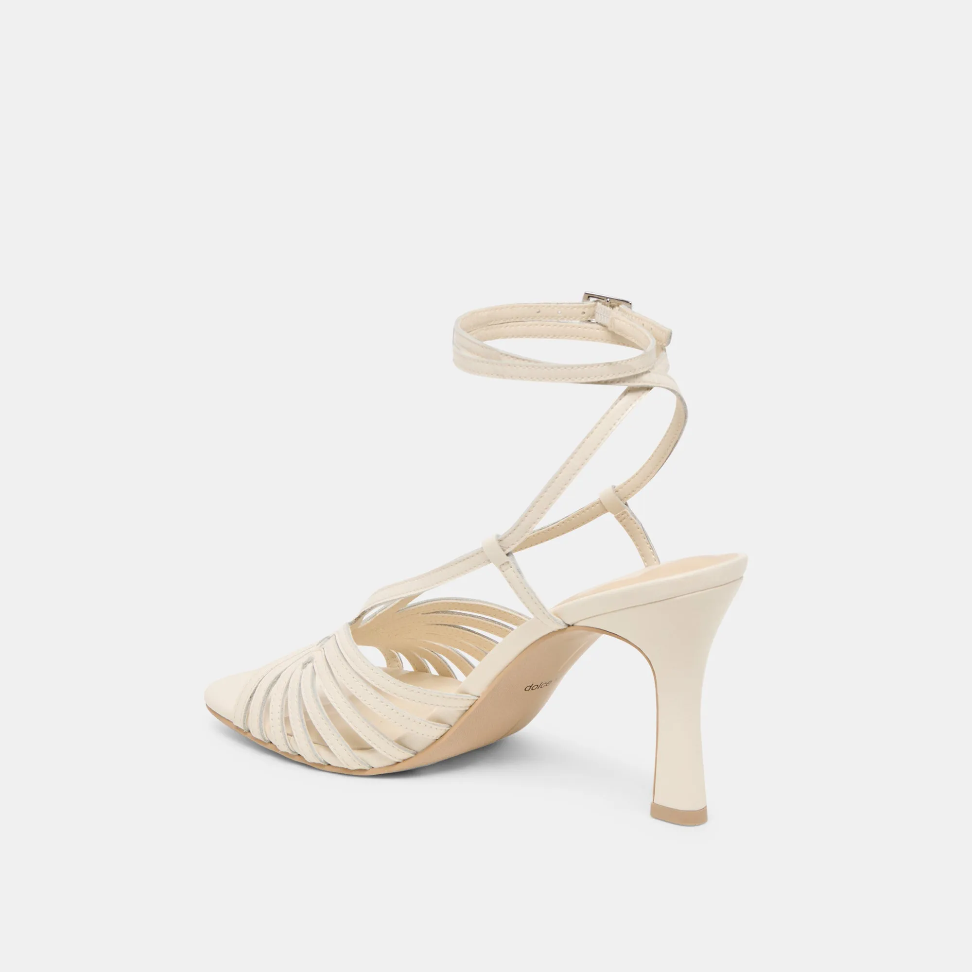 NIVANA HEELS OFF WHITE CRINKLE PATENT Leather Heeled Sandals