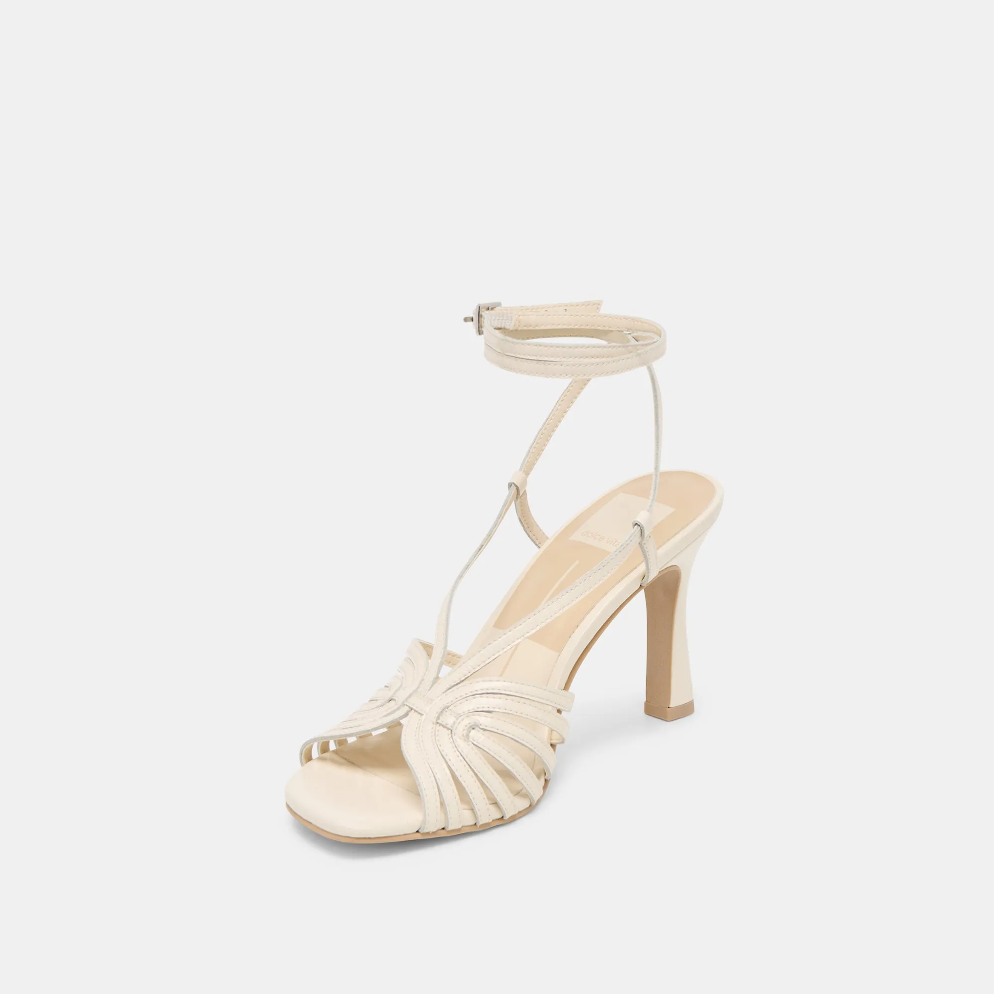 High Fashion Shoes Comfortable Shoes NIVANA HEELS OFF WHITE CRINKLE PATENT