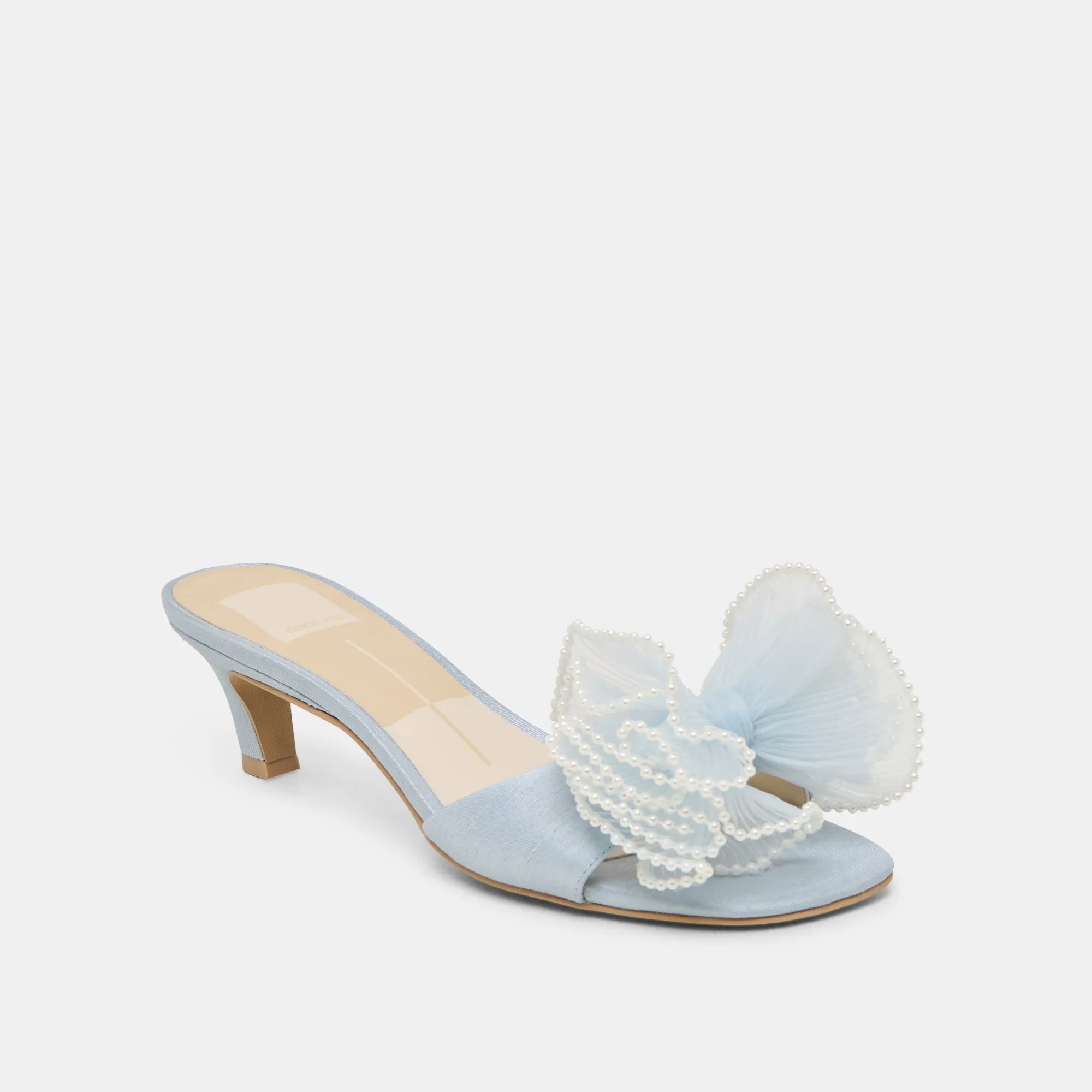 Clear High Heels NARITA PEARL HEELS LIGHT BLUE SATIN