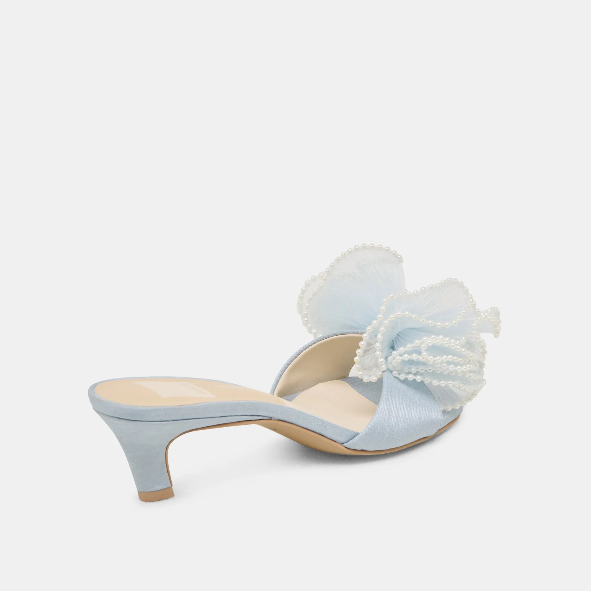 Anti Fatigue NARITA PEARL HEELS LIGHT BLUE SATIN