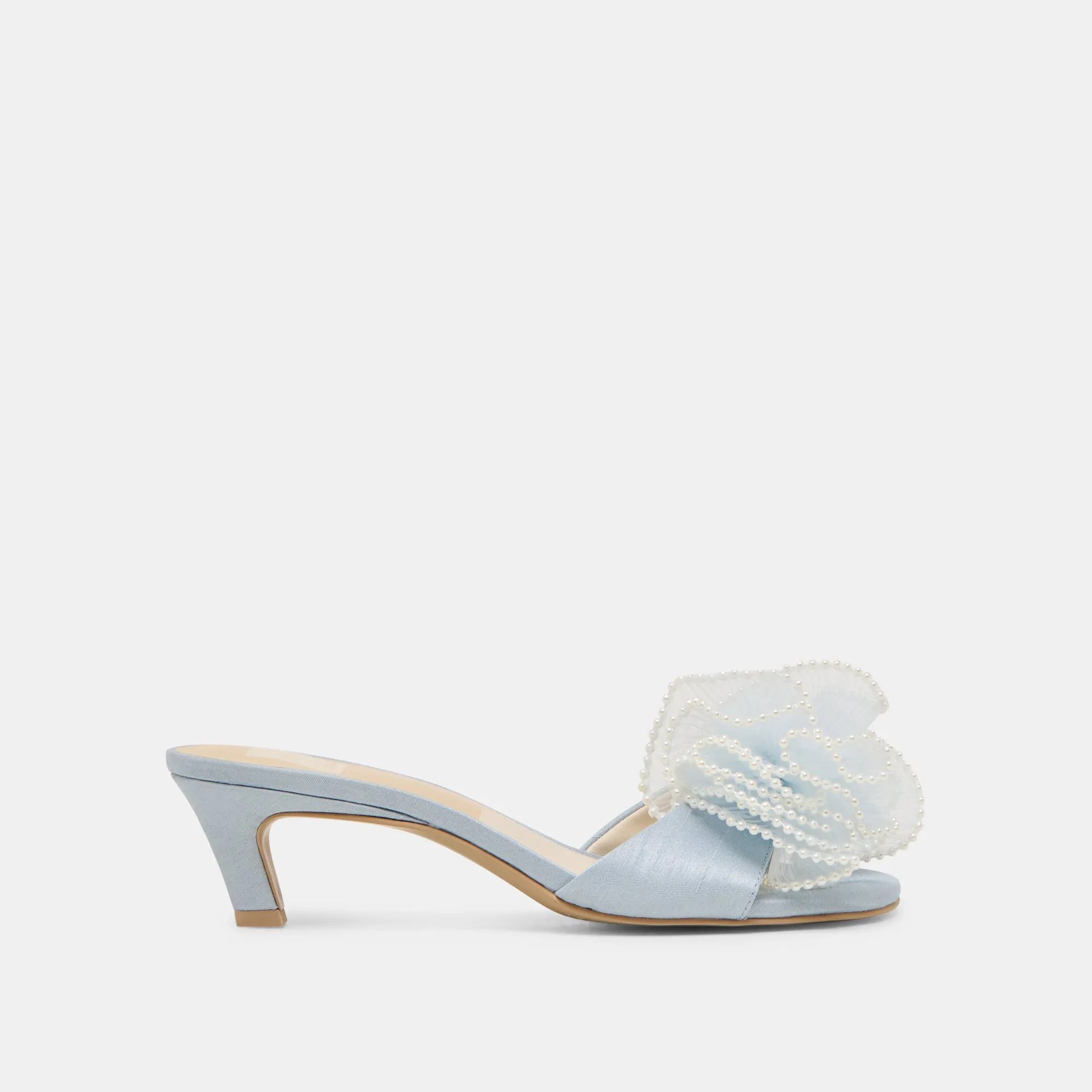 Indoor NARITA PEARL HEELS LIGHT BLUE SATIN