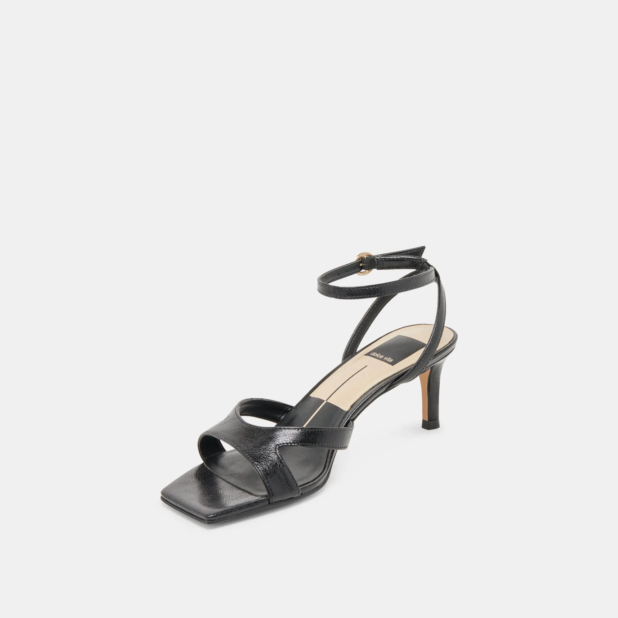 Anti Odor Slip On Design BECKI WIDE HEELS MIDNIGHT CRINKLE PATENT