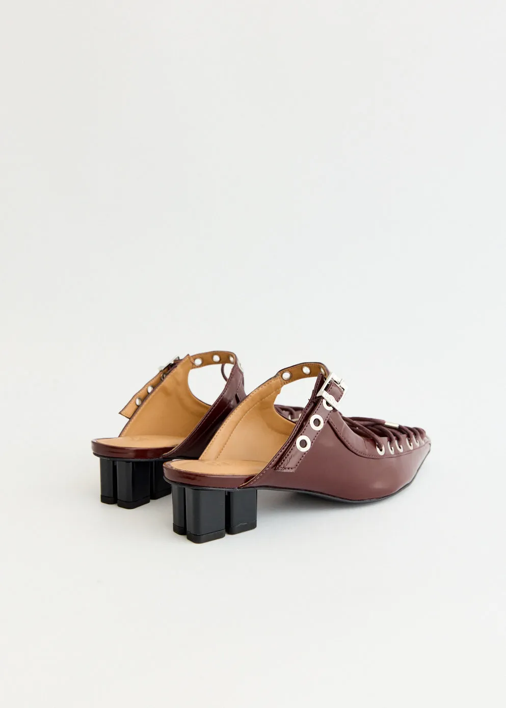 Oleatex Eyelets Lace Up Mules Slim Silhouette