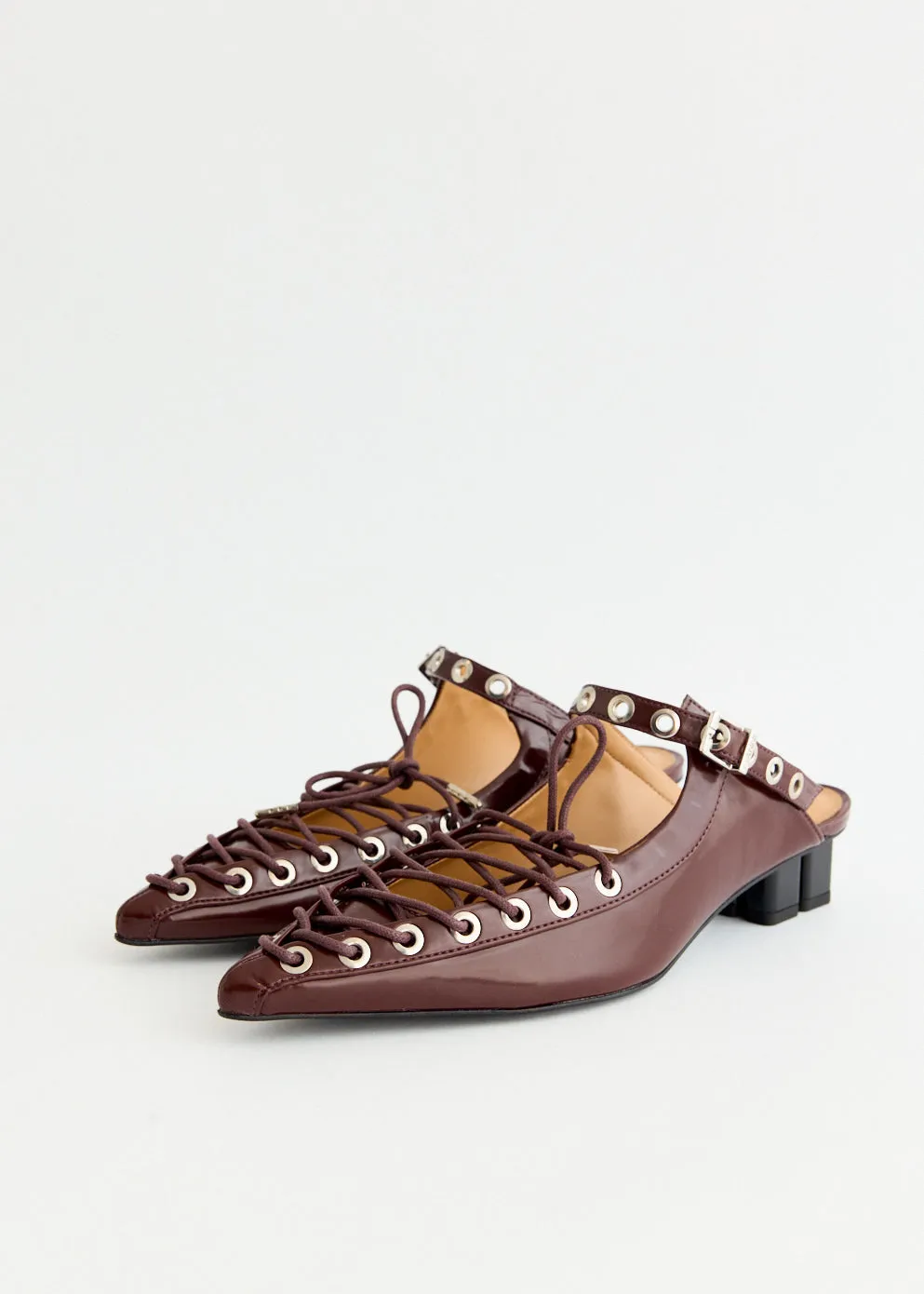 City Moments Oleatex Eyelets Lace Up Mules