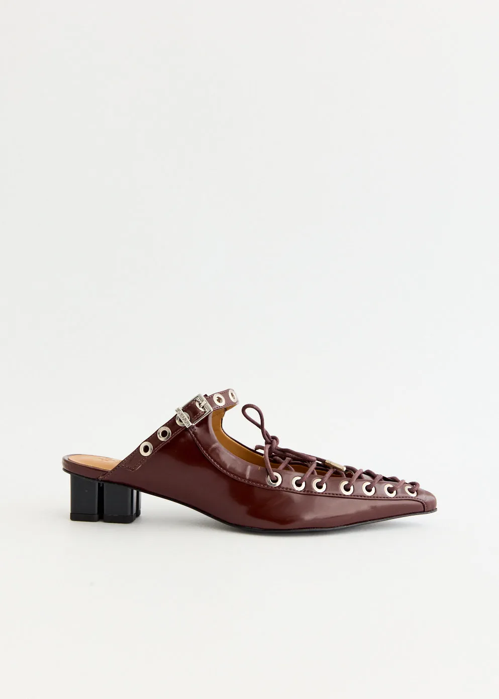 Oleatex Eyelets Lace Up Mules Stream Jog