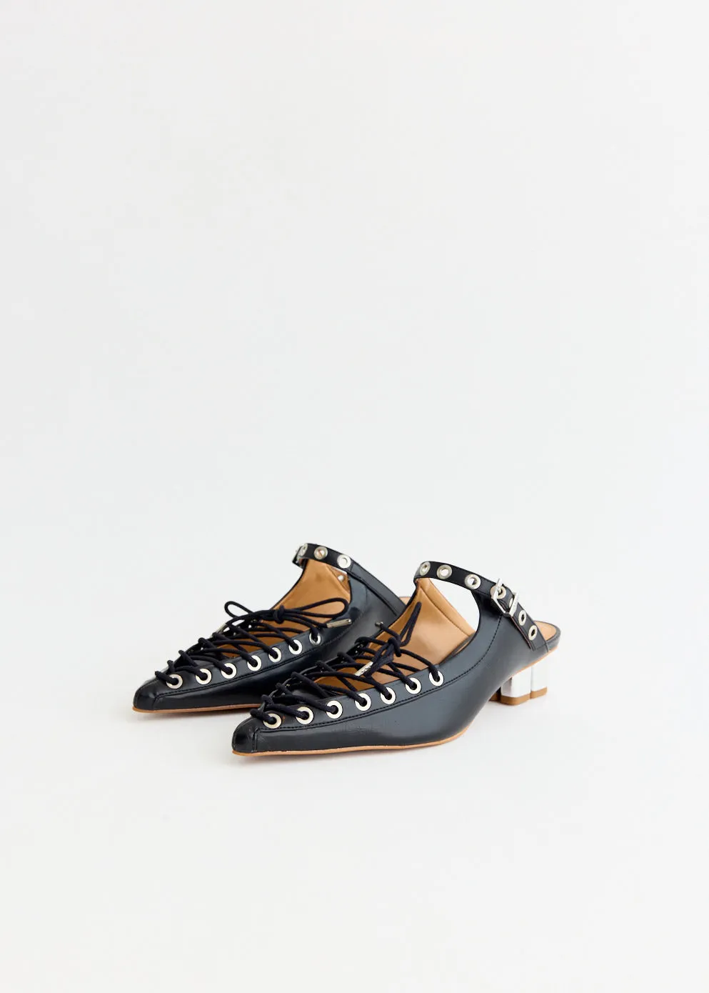 Cool Shape Oleatex Eyelets Lace Up Mules