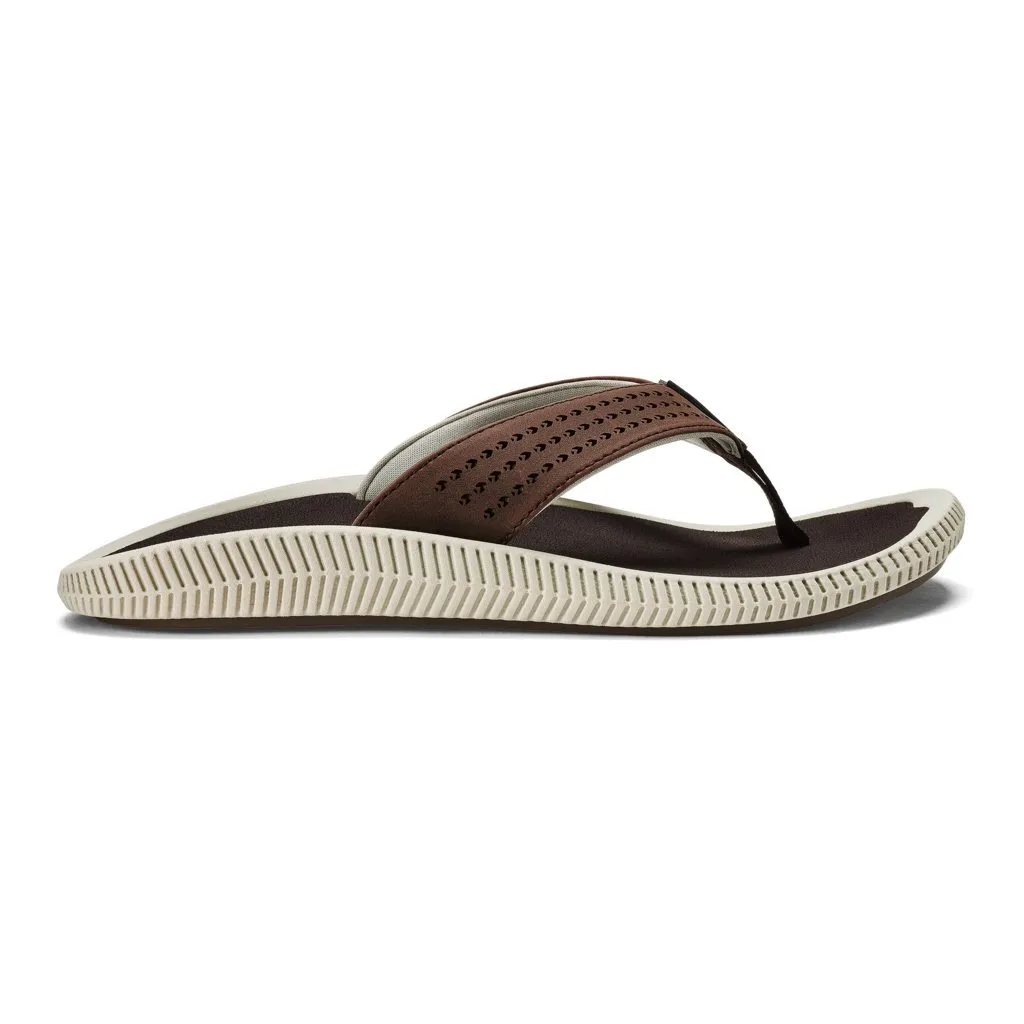 Olukai Men's Ulele Dark Wood Comfy Travel Flats