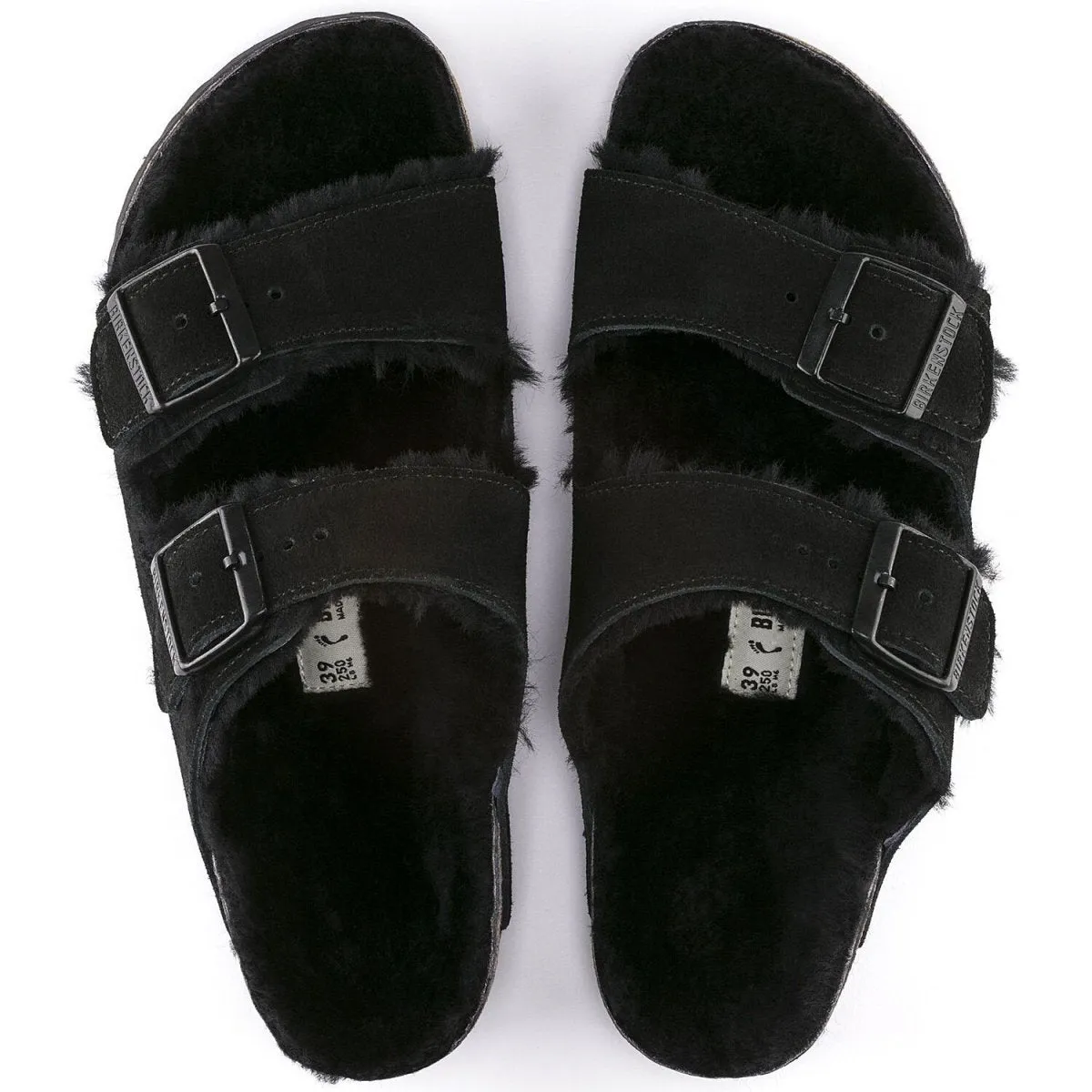 Birkenstock Men's Arizona Shearling Black Suede Comfortable Beach Footwear Snack Run