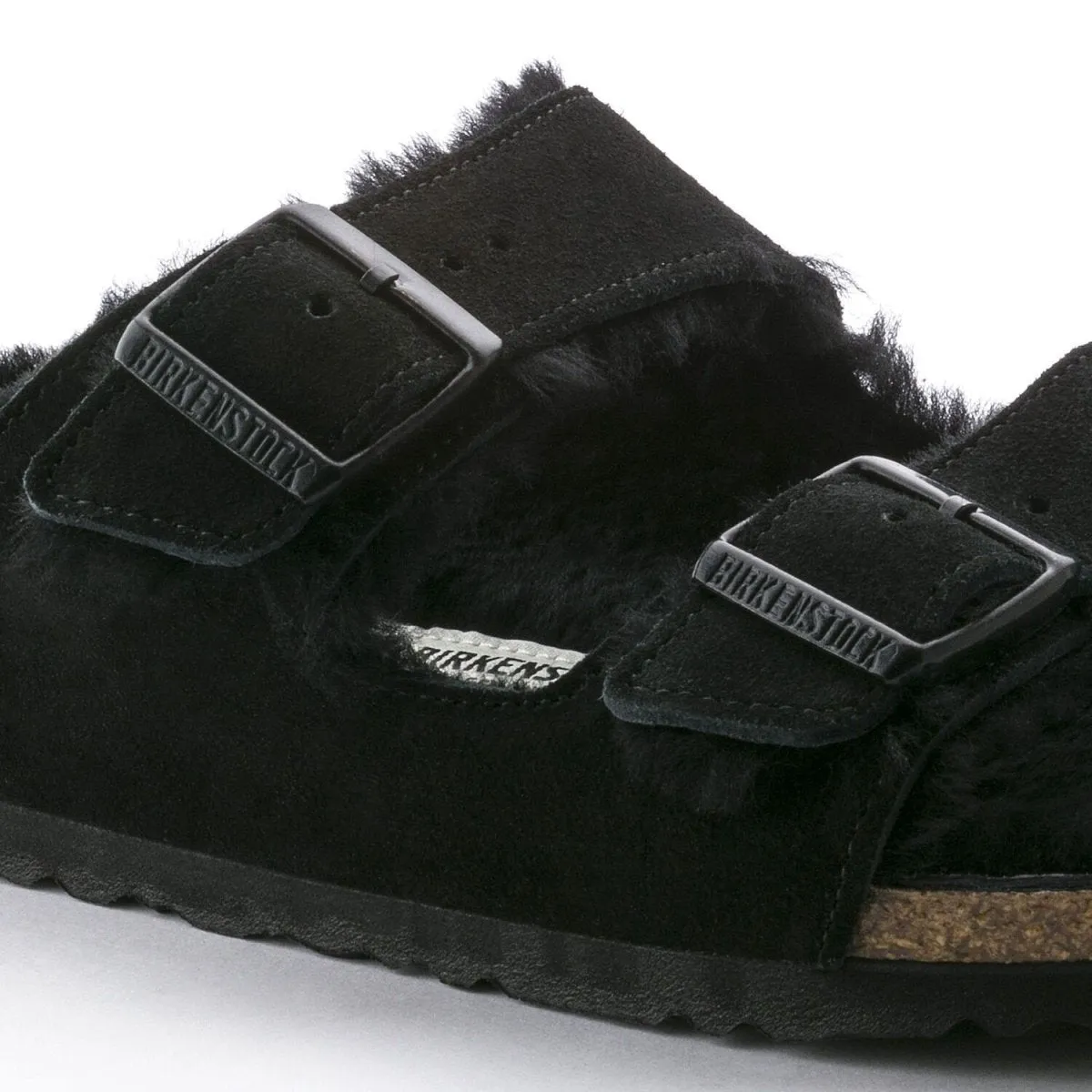 Versatile Casual Footwear platform sandals Birkenstock Men's Arizona Shearling Black Suede