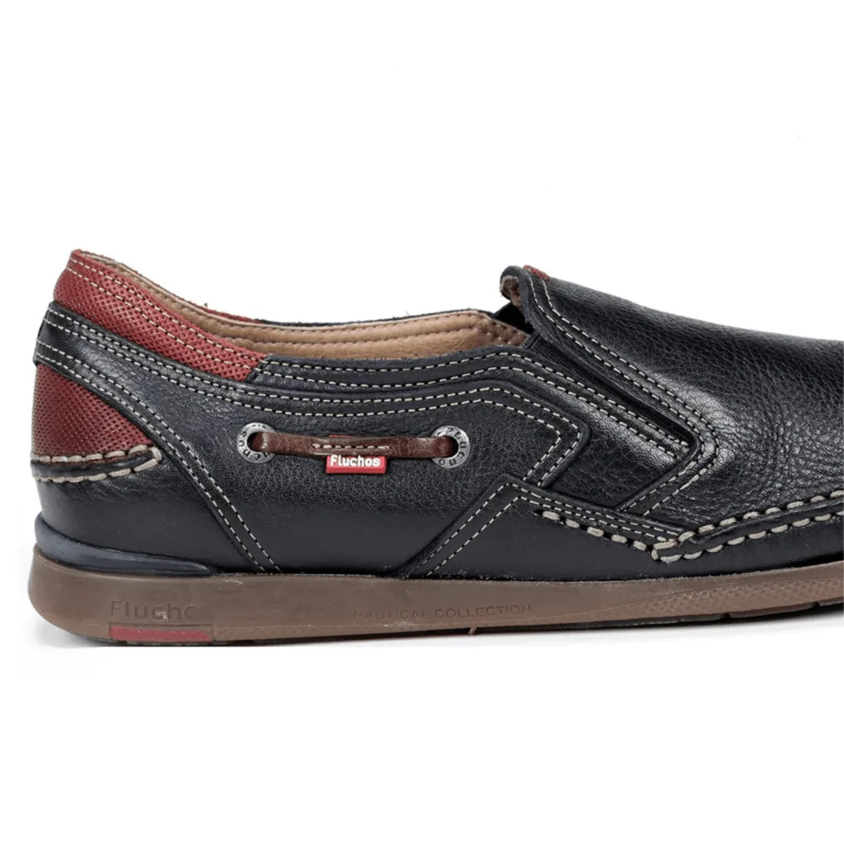 Fluchos Men's Mariner Dark Blue Leather Smart Tread Comfy Outsole