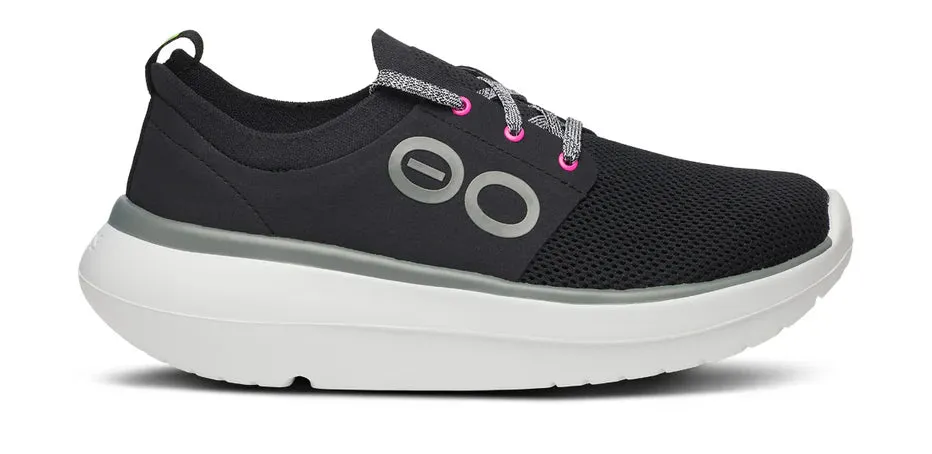 sustainable running shoes OOFOS OOMY STRIDE WOMEN'S BLACK/WHITE