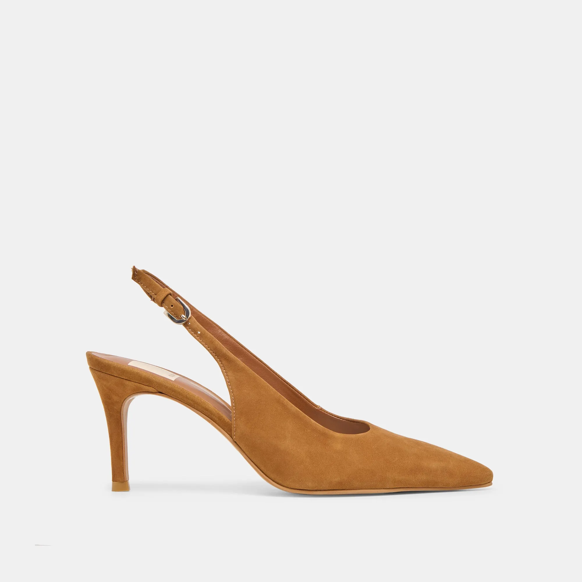 Slip On Style Fashionable Design ELASI HEELS BROWN NUBUCK