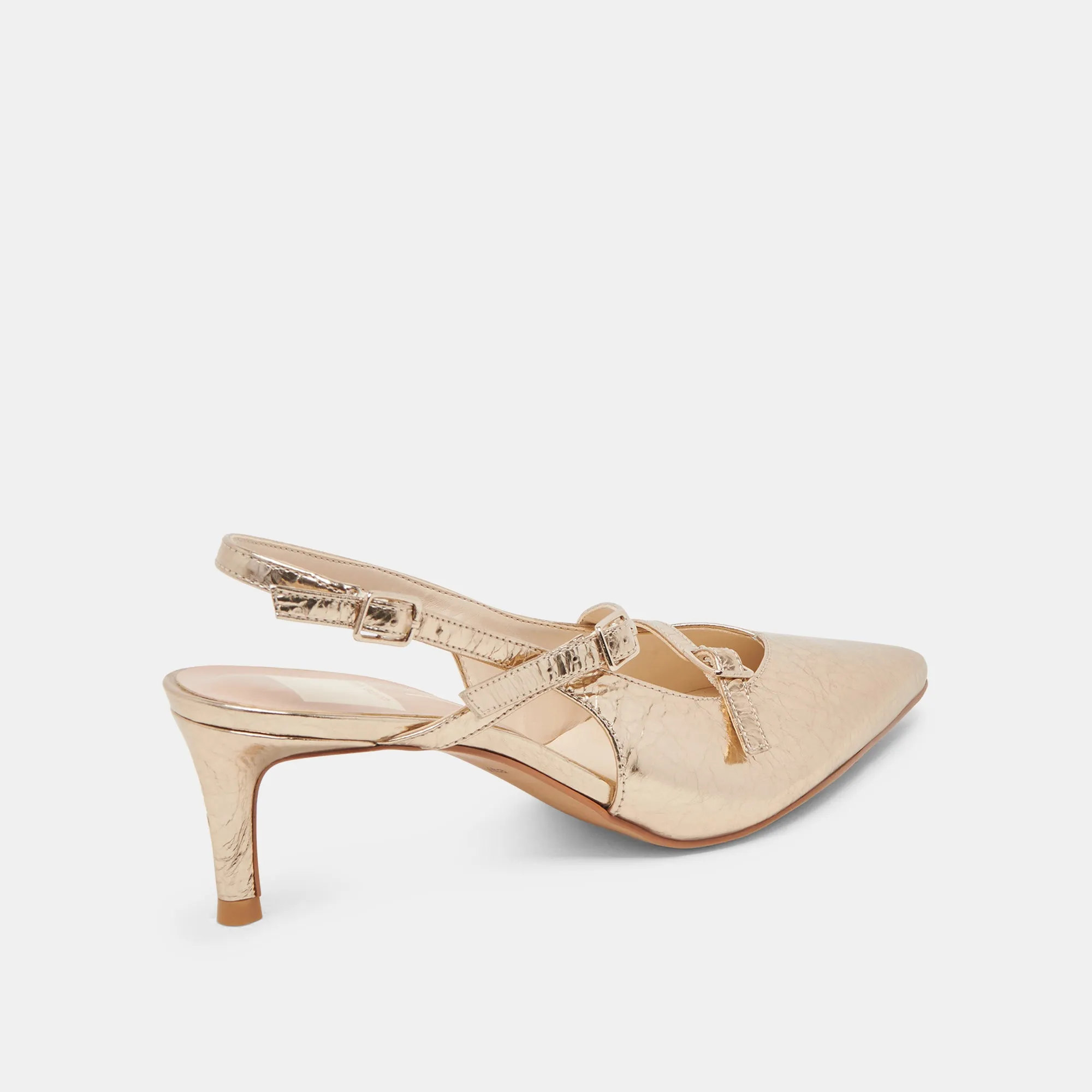 PAMLA MID HEELS LIGHT GOLD DISTRESSED LEATHER Beach Wedding Heels