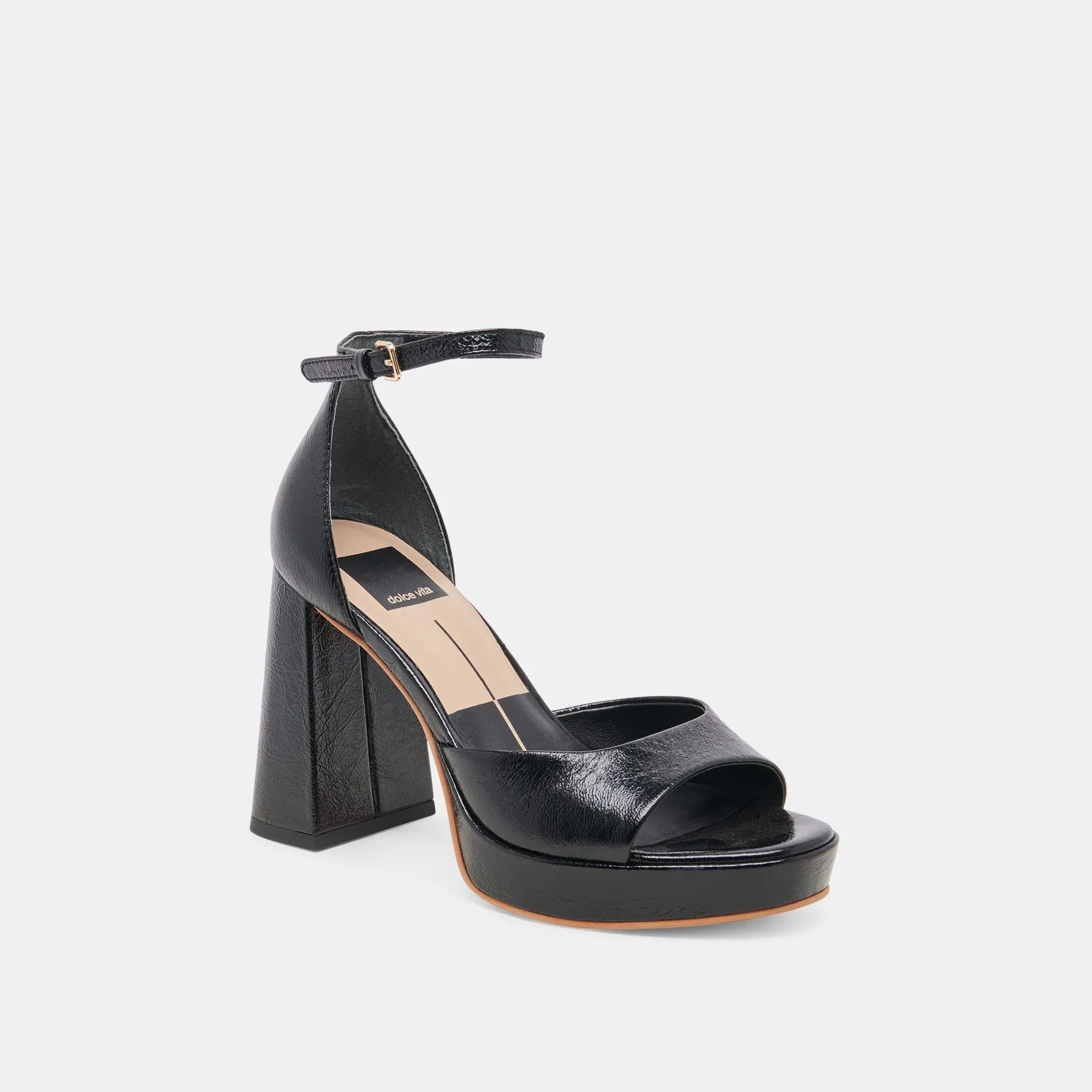 PANDRO HEELS MIDNIGHT CRINKLE PATENT Classic Pumps