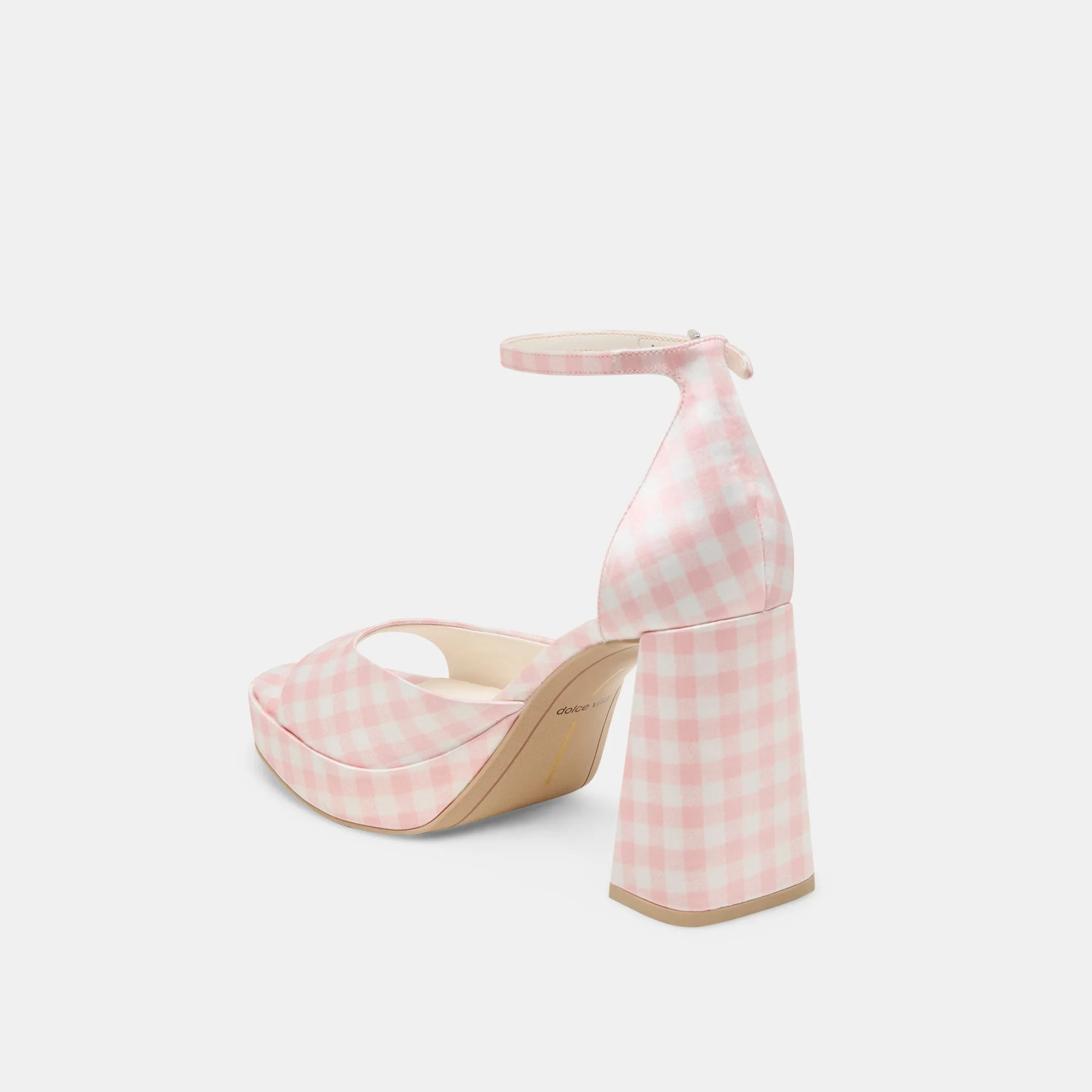 PANDRO X BYRDIE GOLF WIDE HEELS PINK PLAID GINGHAM Performance