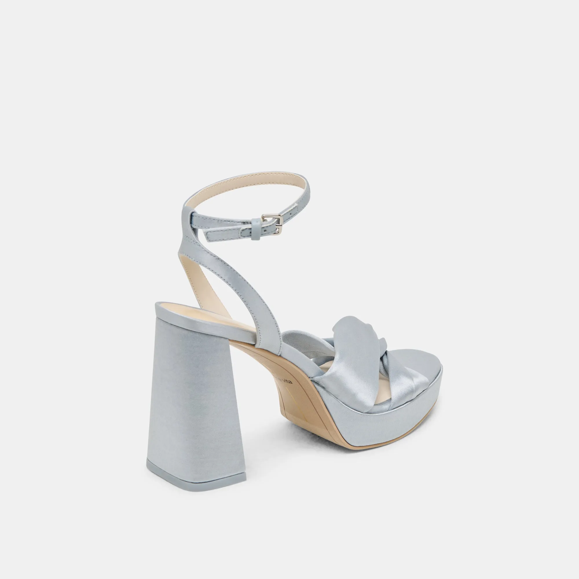 Comfortable Day Pumps Flexible Movement PARLO HEELS LIGHT BLUE SATIN