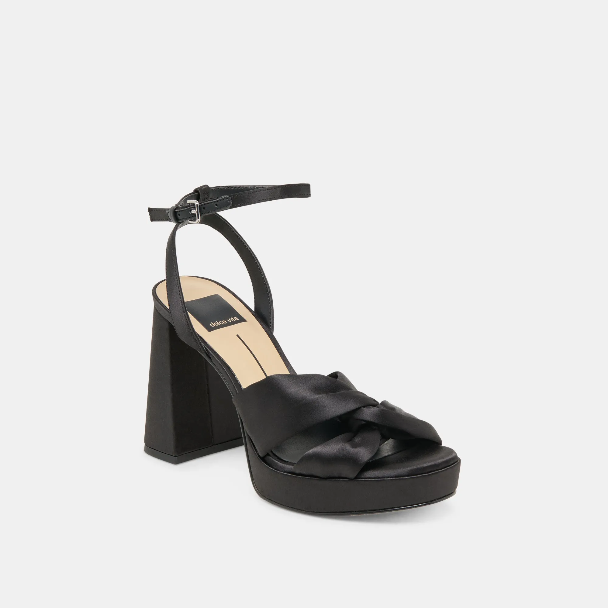 Comfortable Dress Shoes Classic Footwear PARLO HEELS ONYX SATIN