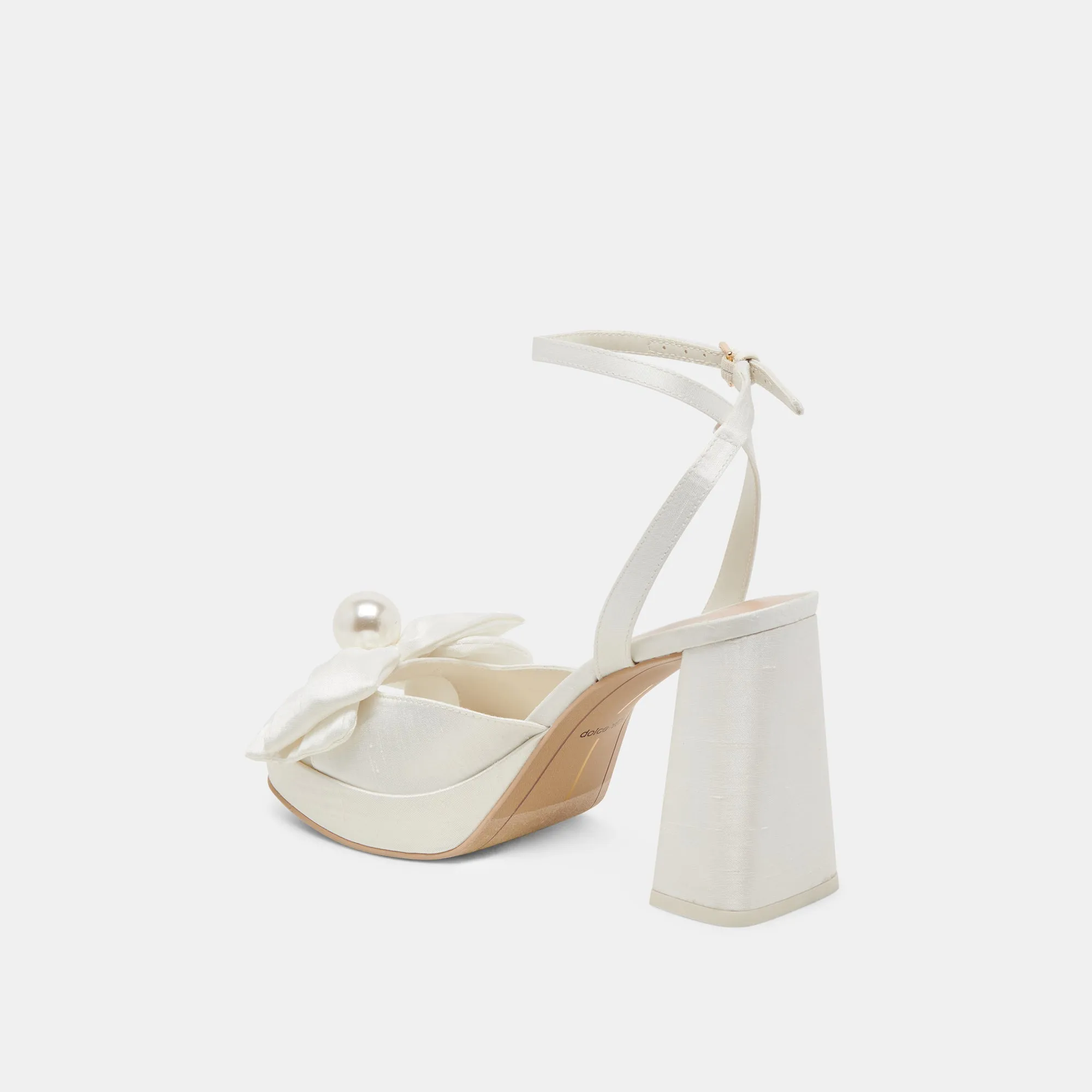 PATTON WIDE HEELS IVORY SATIN Comfortable Flats Ventilated Design