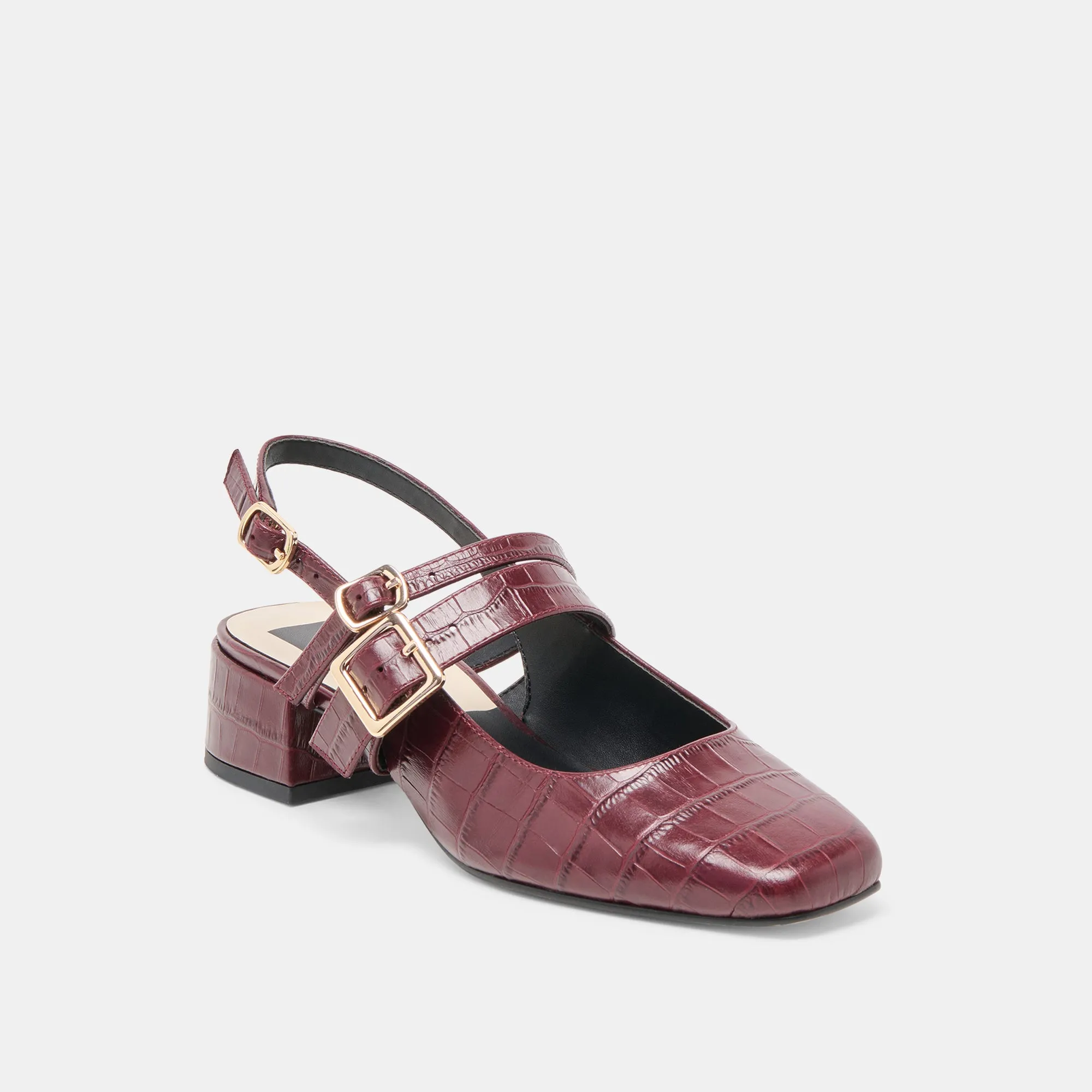 PATZY HEELS OXBLOOD EMBOSSED LEATHER Fashionable Sandals