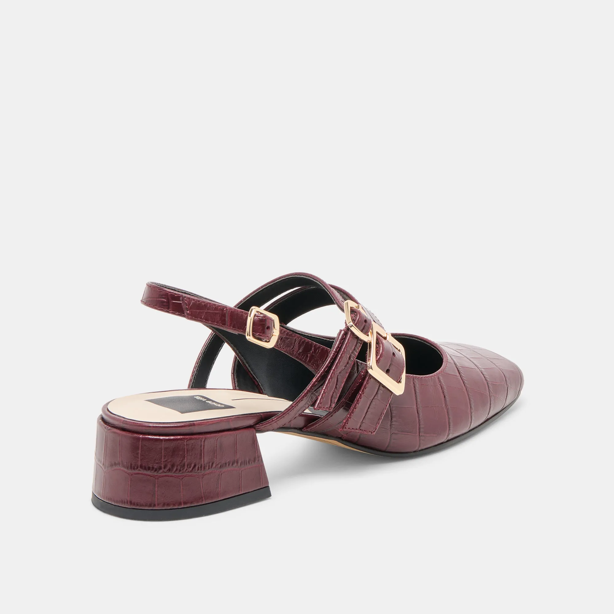 PATZY HEELS OXBLOOD EMBOSSED LEATHER Anti Bacterial Pointed Sandals