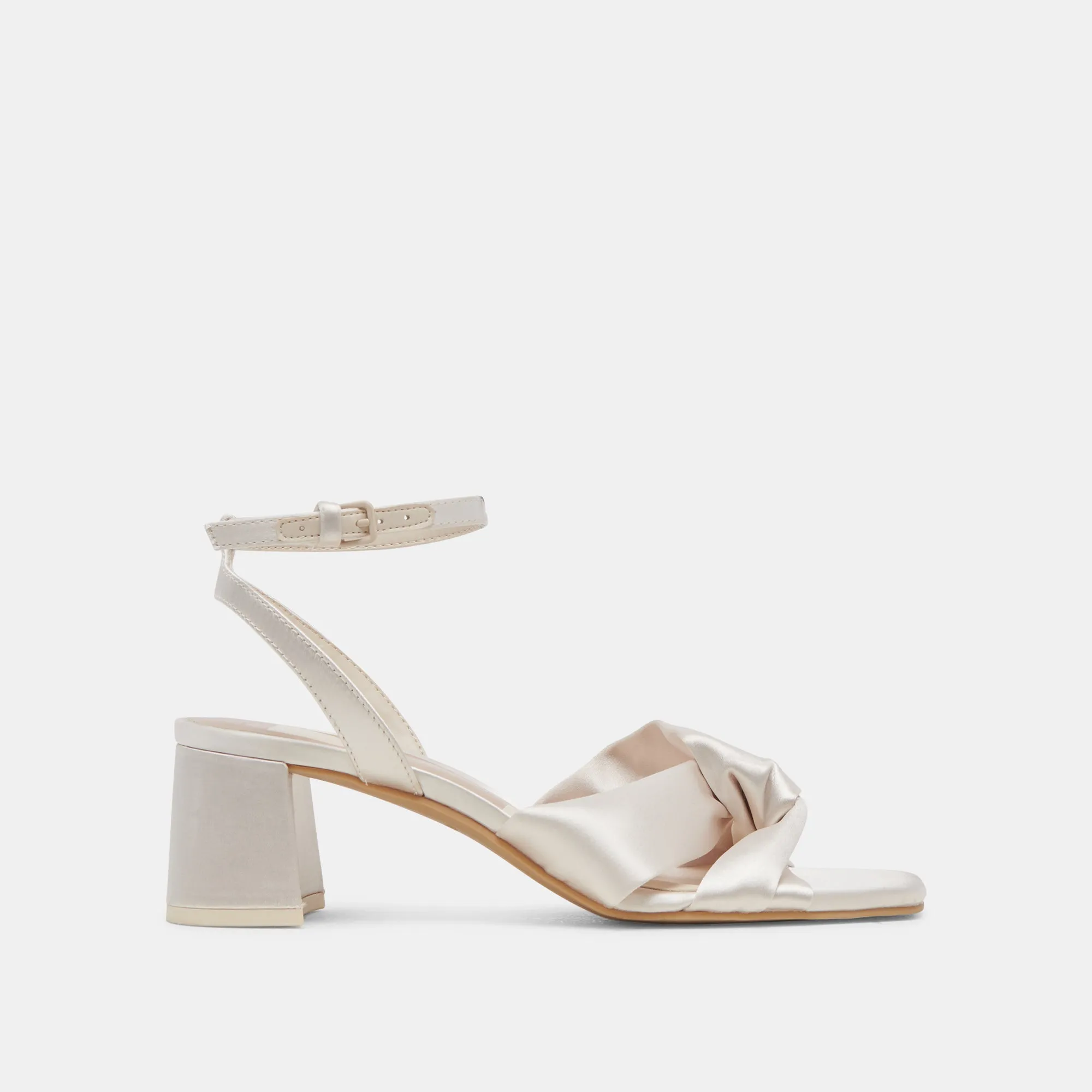 Luxe Boots with Heels Natural Material BRENNA HEELS IVORY SATIN