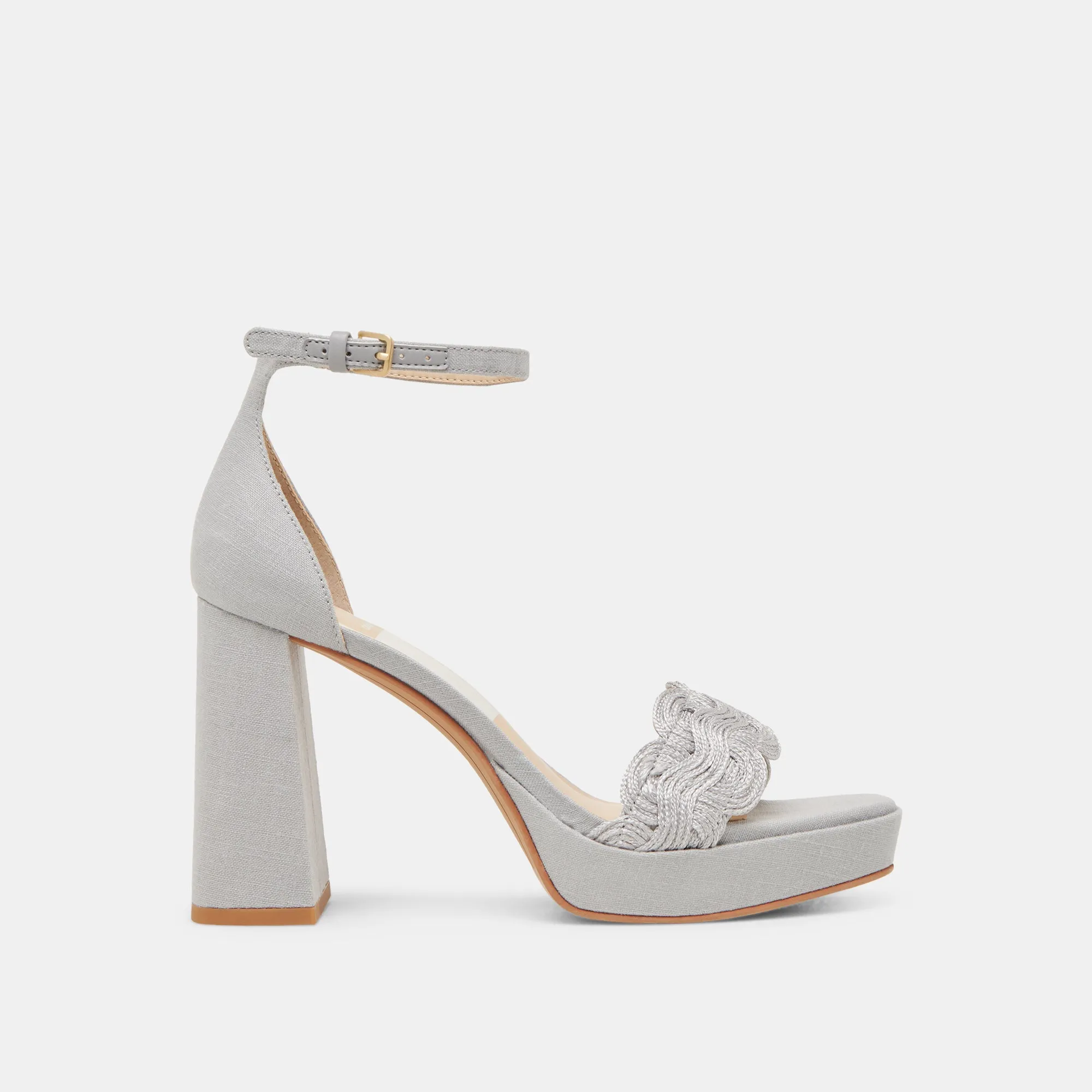 PELTIN HEELS GREY WOVEN RAFFIA Bridal Heel Sandals