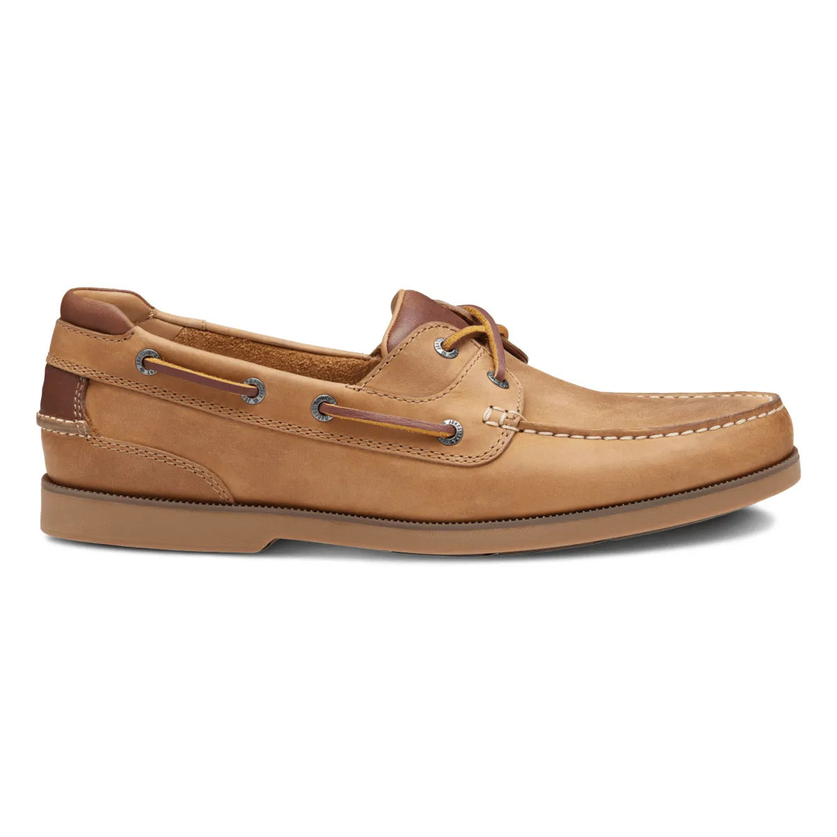 Performance Fit Johnston & Murphy Men's Ventura 2-Eye Boat Shoe Tan Full Grain
