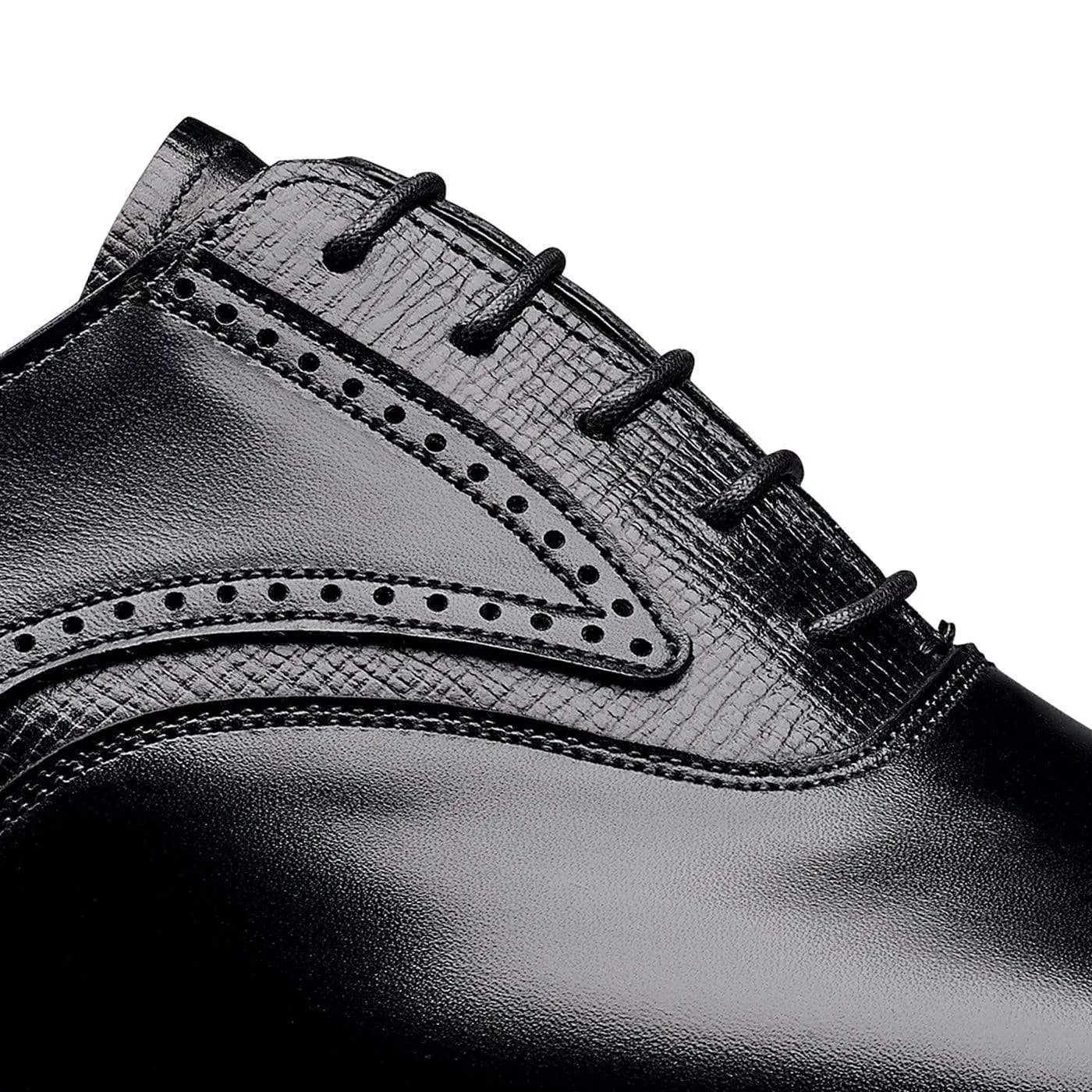 Luxury Brand Oxfords Perry Black Calf & Black Willow Grain