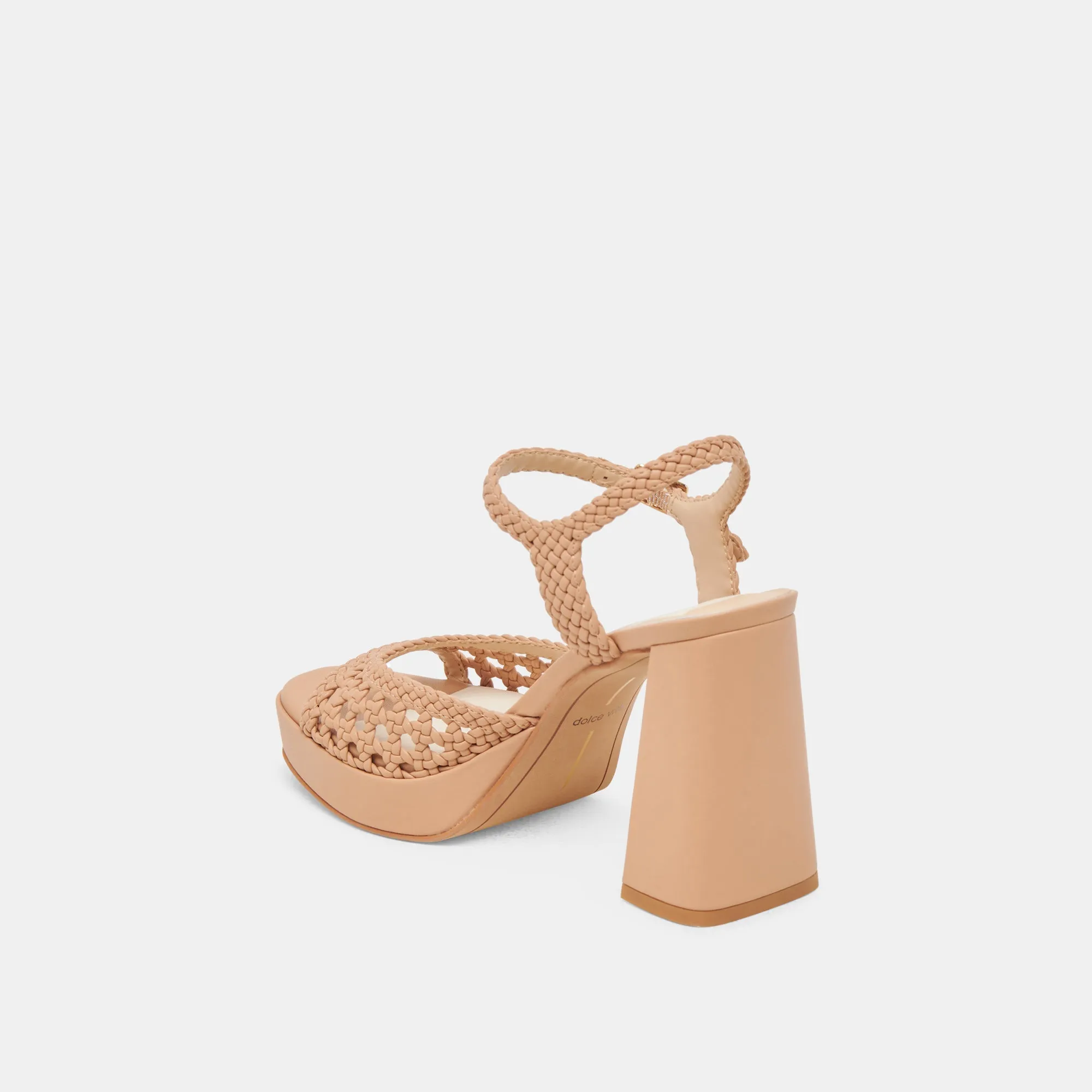 PEYTEN WIDE HEELS CAFE WOVEN STELLA Padded collar Work Pumps