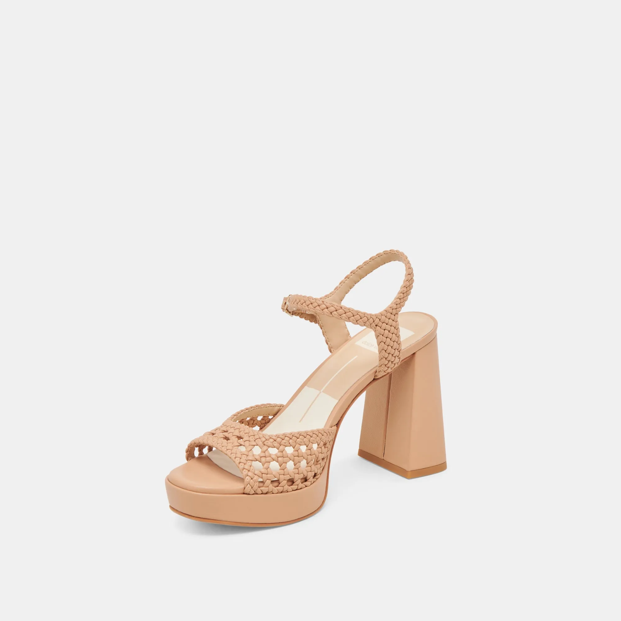 Sophisticated Pumps Slip On Design PEYTEN WIDE HEELS CAFE WOVEN STELLA
