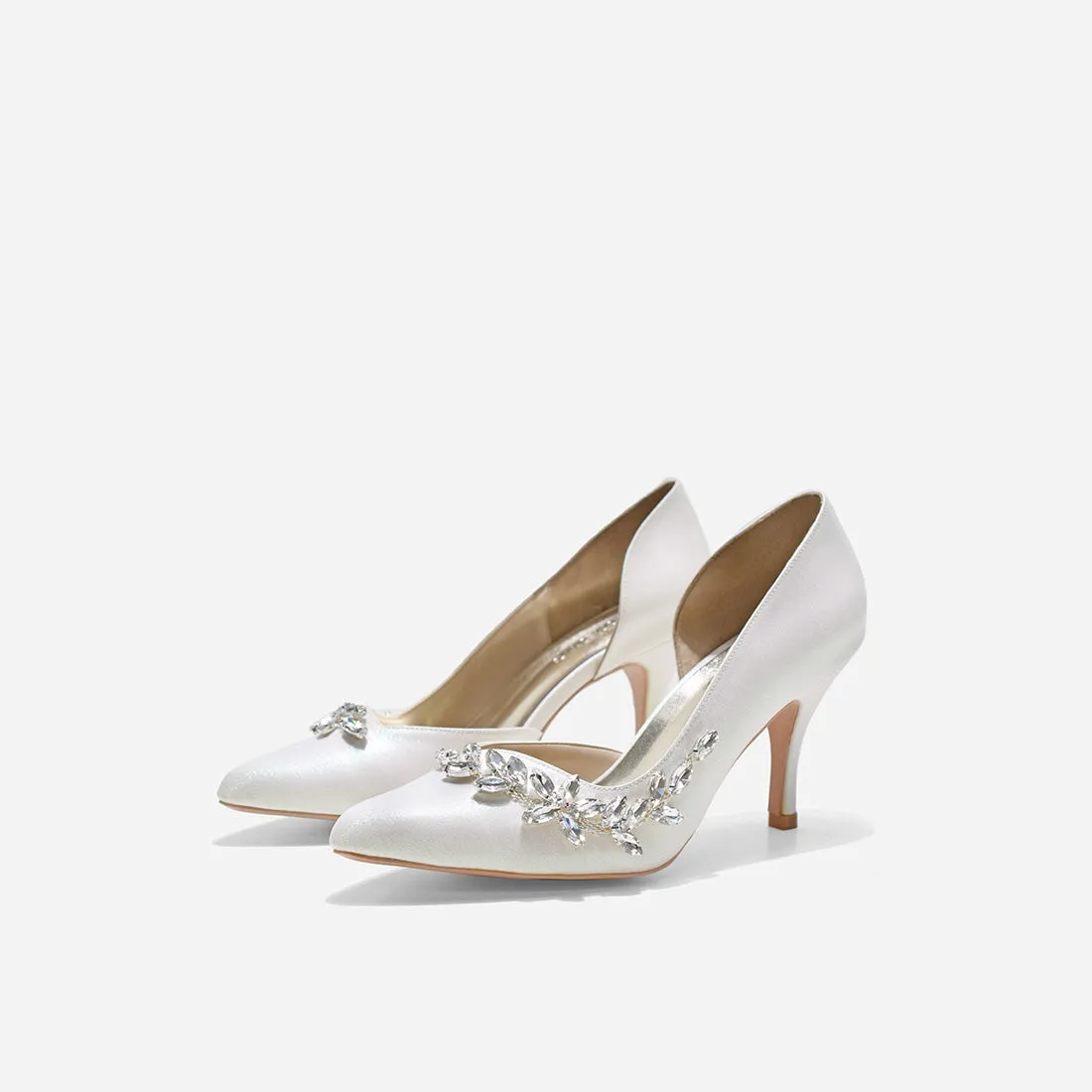 Crystal Heels Pluto Cynthia White Glitter Heels