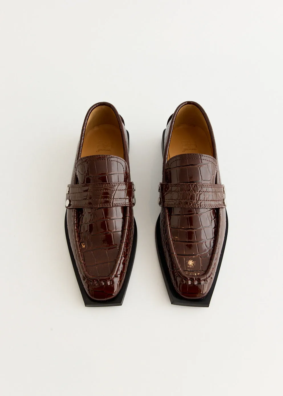Fall Travel Studs Square Toe Loafers