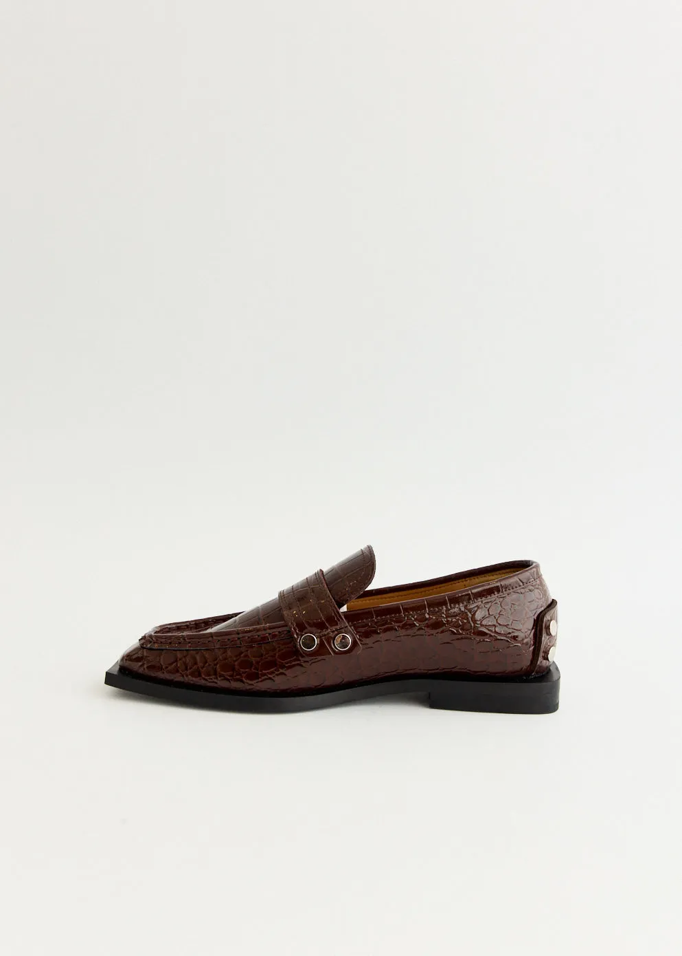 Synthetic Upper Flexible Wear Studs Square Toe Loafers