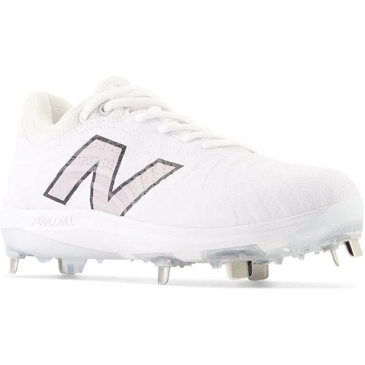 Storm Mode New Balance Women's FuelCell FUSE v4 Metal Fastpitch Softball Cleats - Optic White / Raincloud - SMFUSEW4