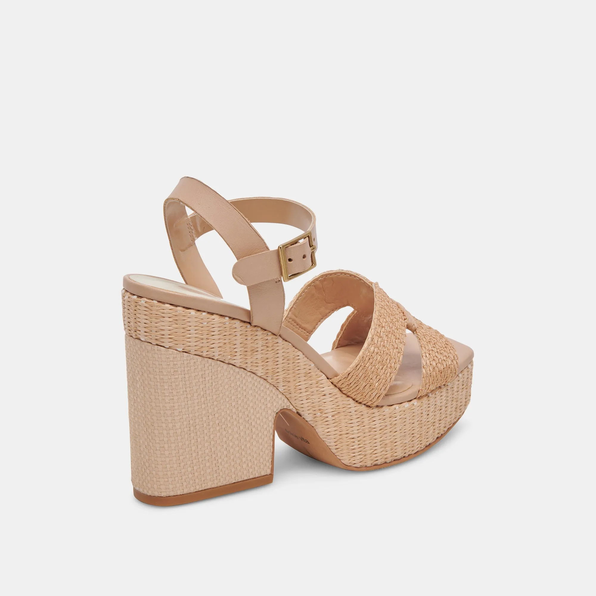 CALE HEELS LT NATURAL RAFFIA Adjustable Velvet Wedding Heels