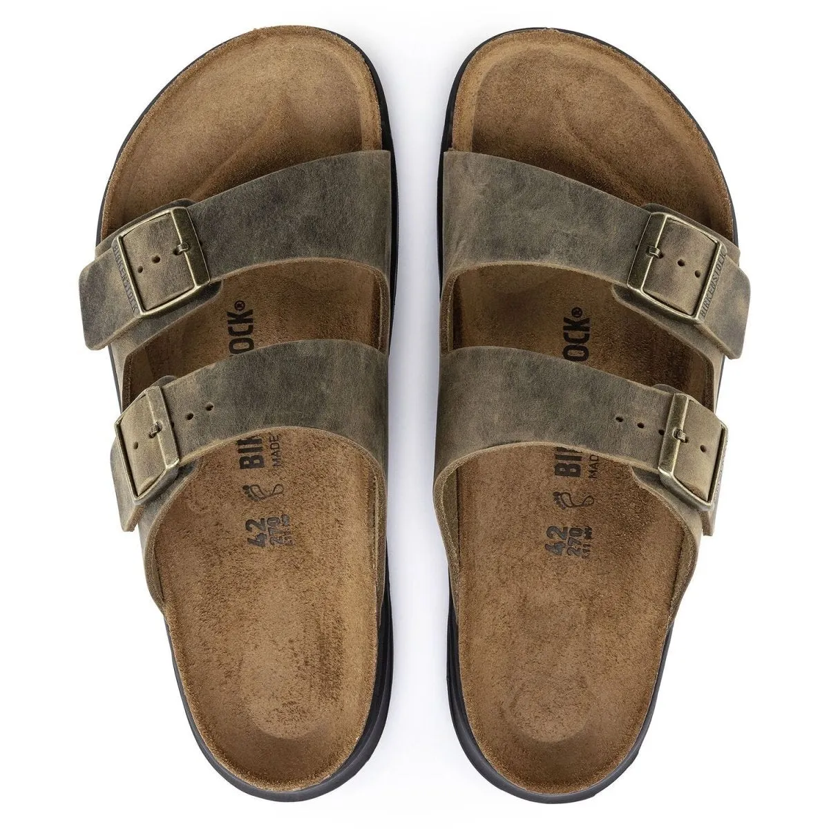Easy To Wear Shoes Adjustable Strap Birkenstock Men's Arizona Rugged Cross Town Faded Khaki Oiled Leather