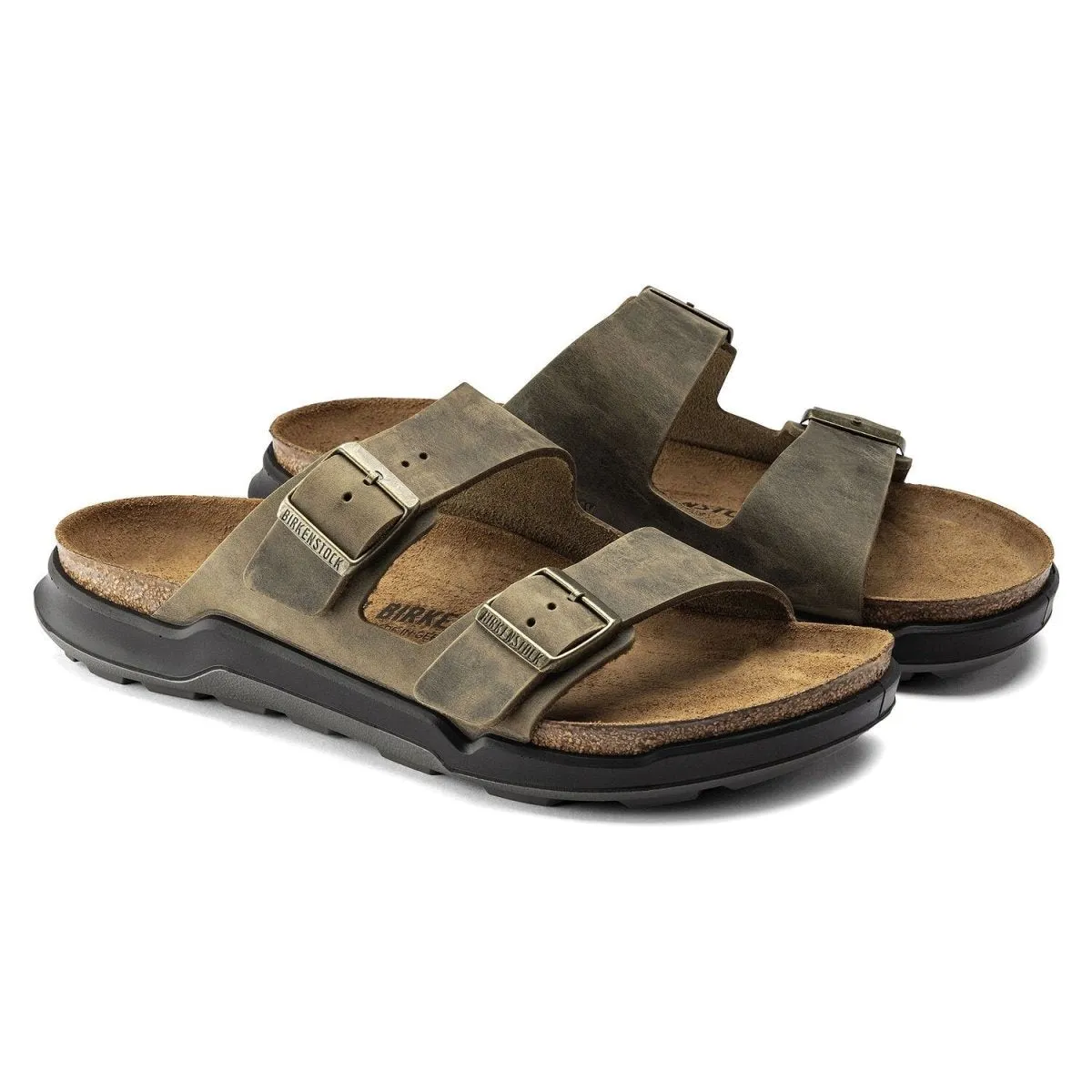 Birkenstock Men's Arizona Rugged Cross Town Faded Khaki Oiled Leather Urban Utility