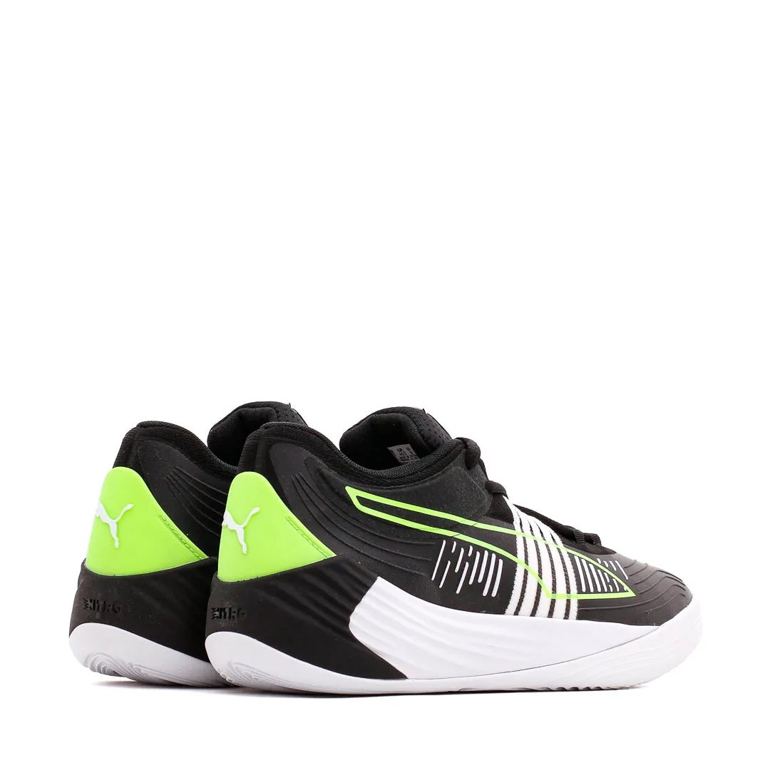 Puma Basketball Men Fusion Nitro Black Green Glare 195587-01 Responsive ride Shock Dispersing Outsole