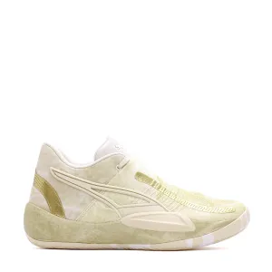 Puma Basketball Men Rise Nitro Nephrite Frosted Ivory Metallic Gold 378279-01 Enhanced Heel Cup Thermo Regulating