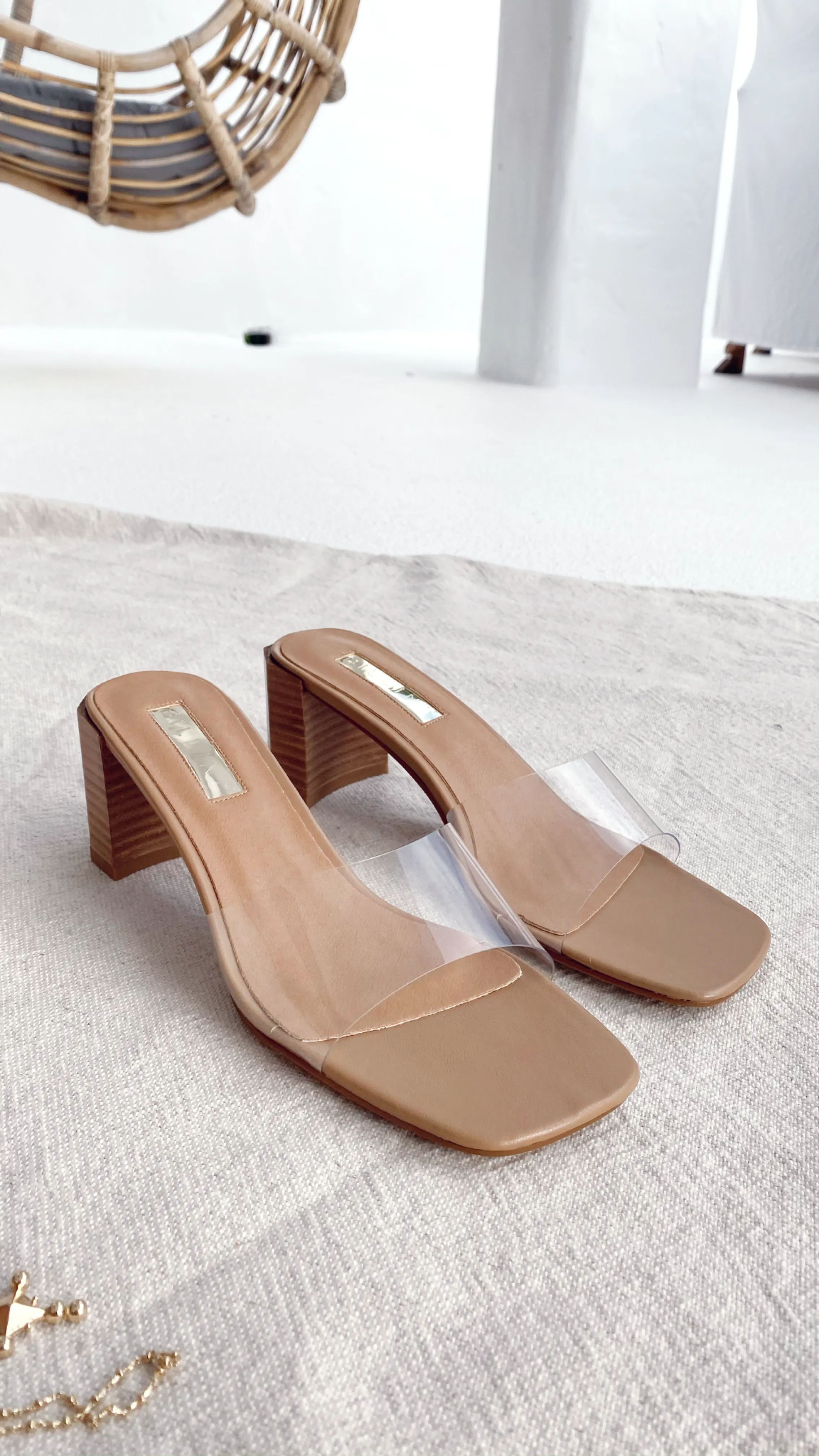 Lucy Heel - Clay/Clear Bold Fashion Date night
