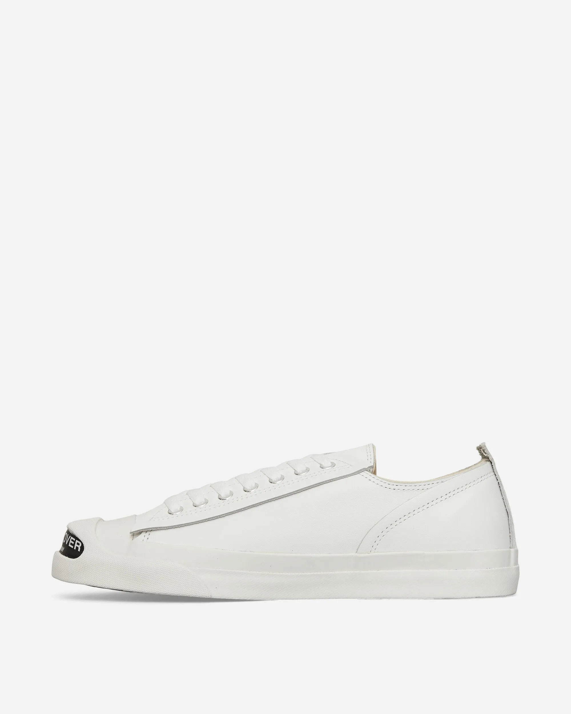 Men's Toe Logo Leather Sneakers White Storm Step Pattern Play