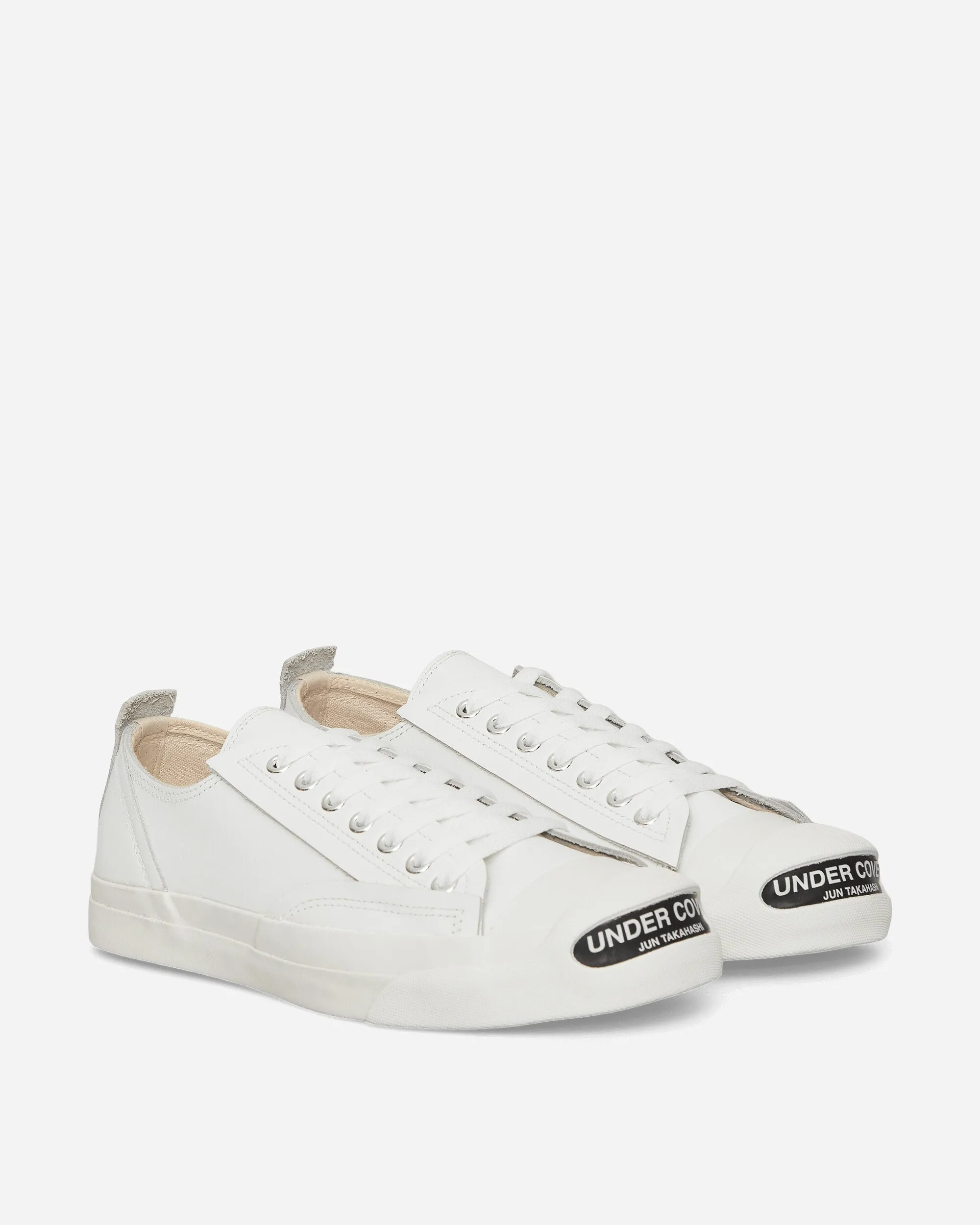 Indoor Step Men's Toe Logo Leather Sneakers White