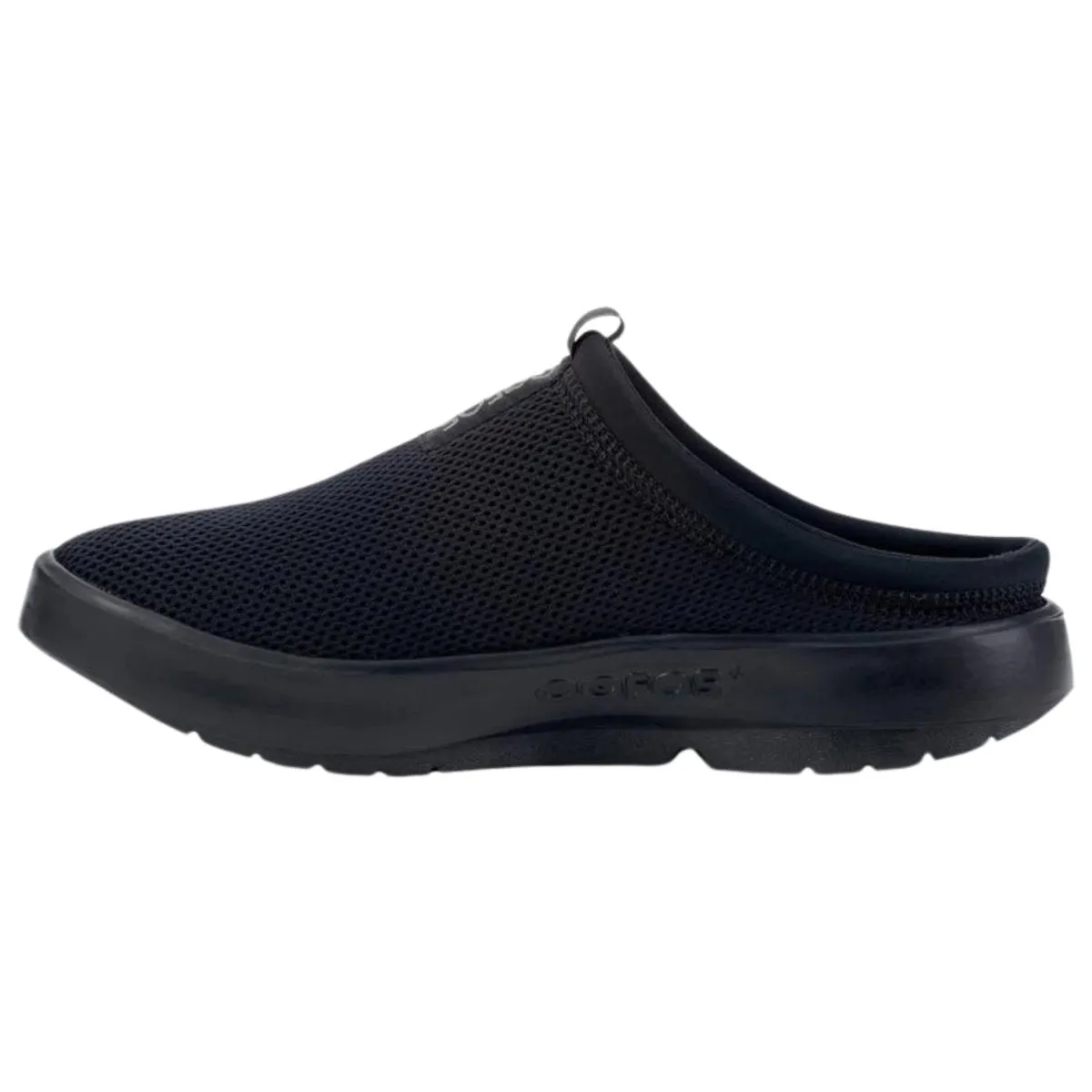Relaxed Look Metro Go OOFOS Men's OOcoozie Sport Mule Black Mesh