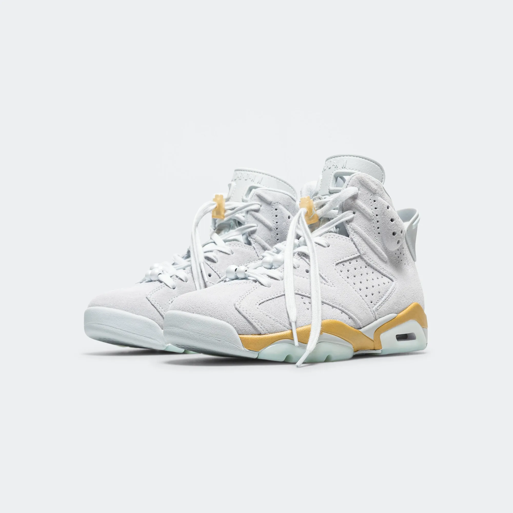 Womens Air Jordan 6 Retro - Pure Platinum/Glacier Blue-Metallic Gold Tailored grip Relax Motion