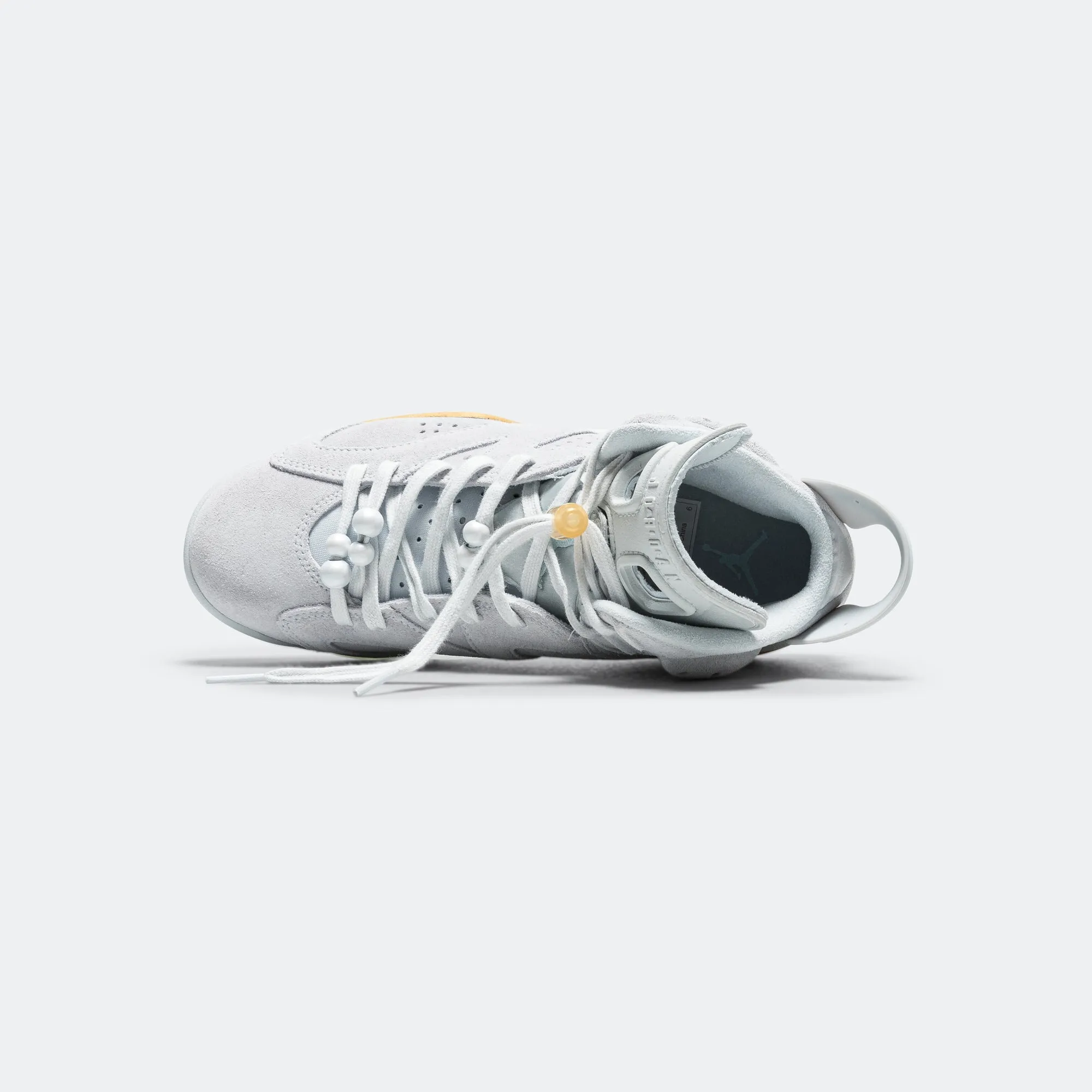 Womens Air Jordan 6 Retro - Pure Platinum/Glacier Blue-Metallic Gold Ergonomic Last Design