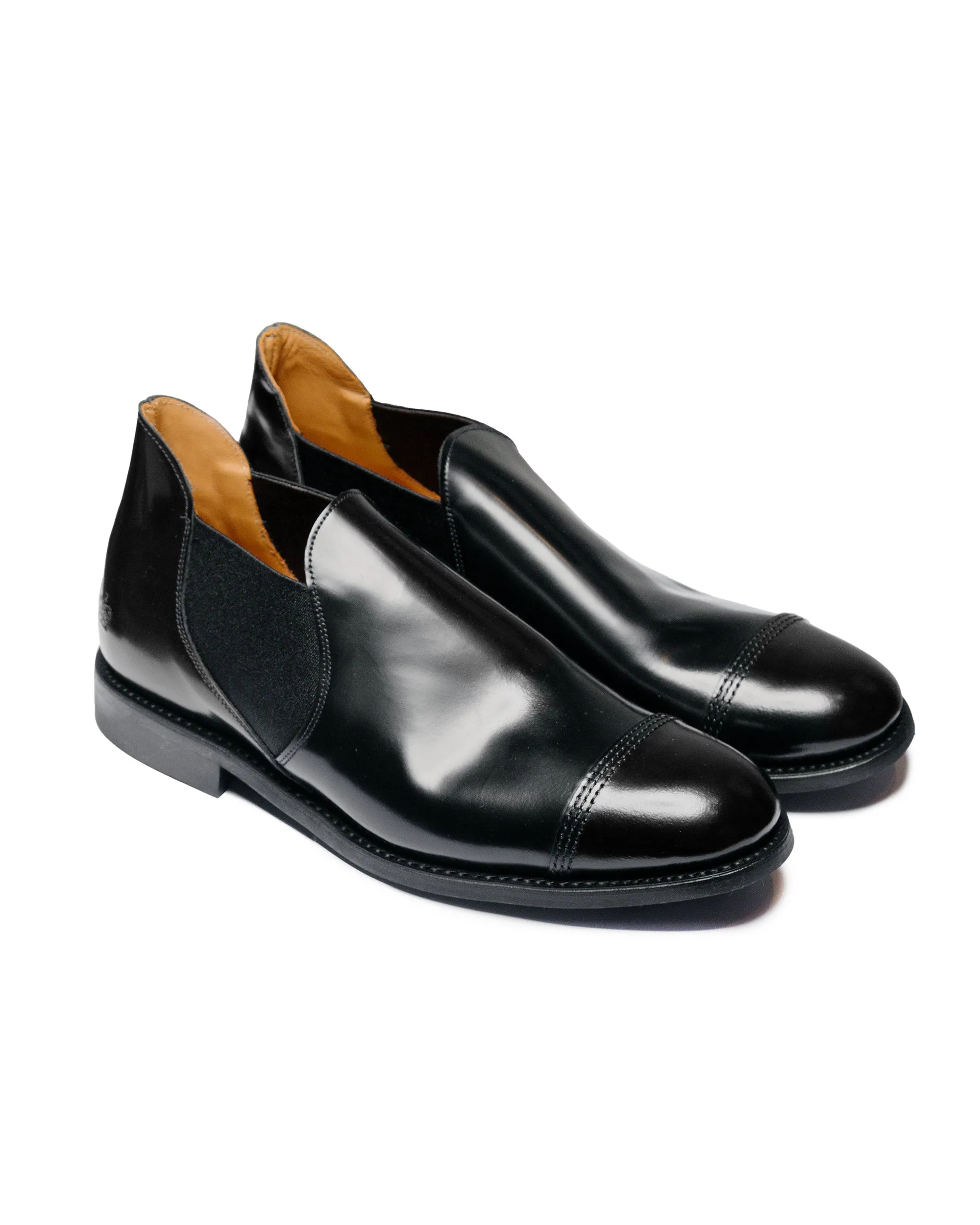 Velcro Design Comfortable Outsole Sanders 1619B Military Cap Toe Short Chelsea Black